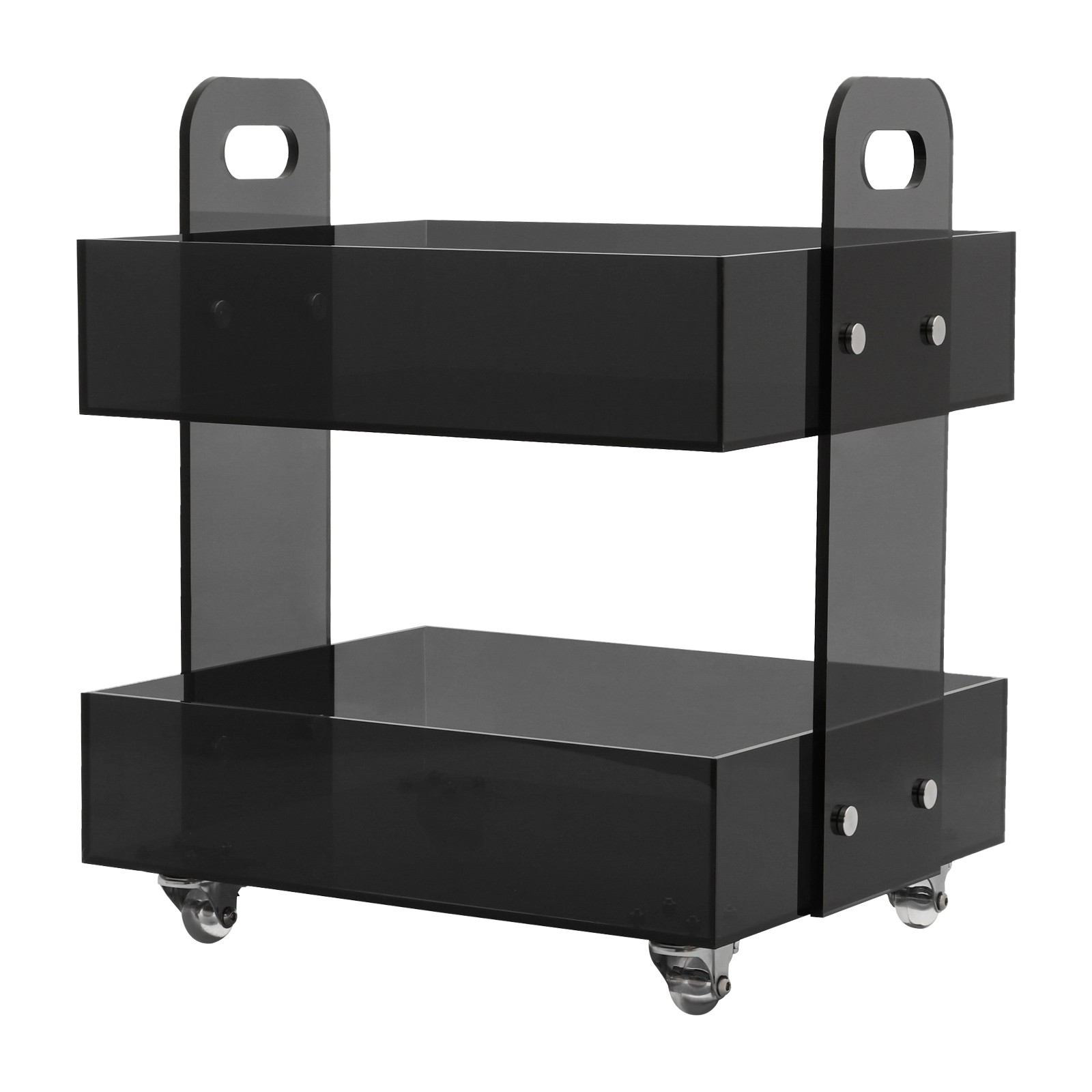 Clear Storage Side Table with 4 Wheels Acrylic Nightstand Transparent End Table