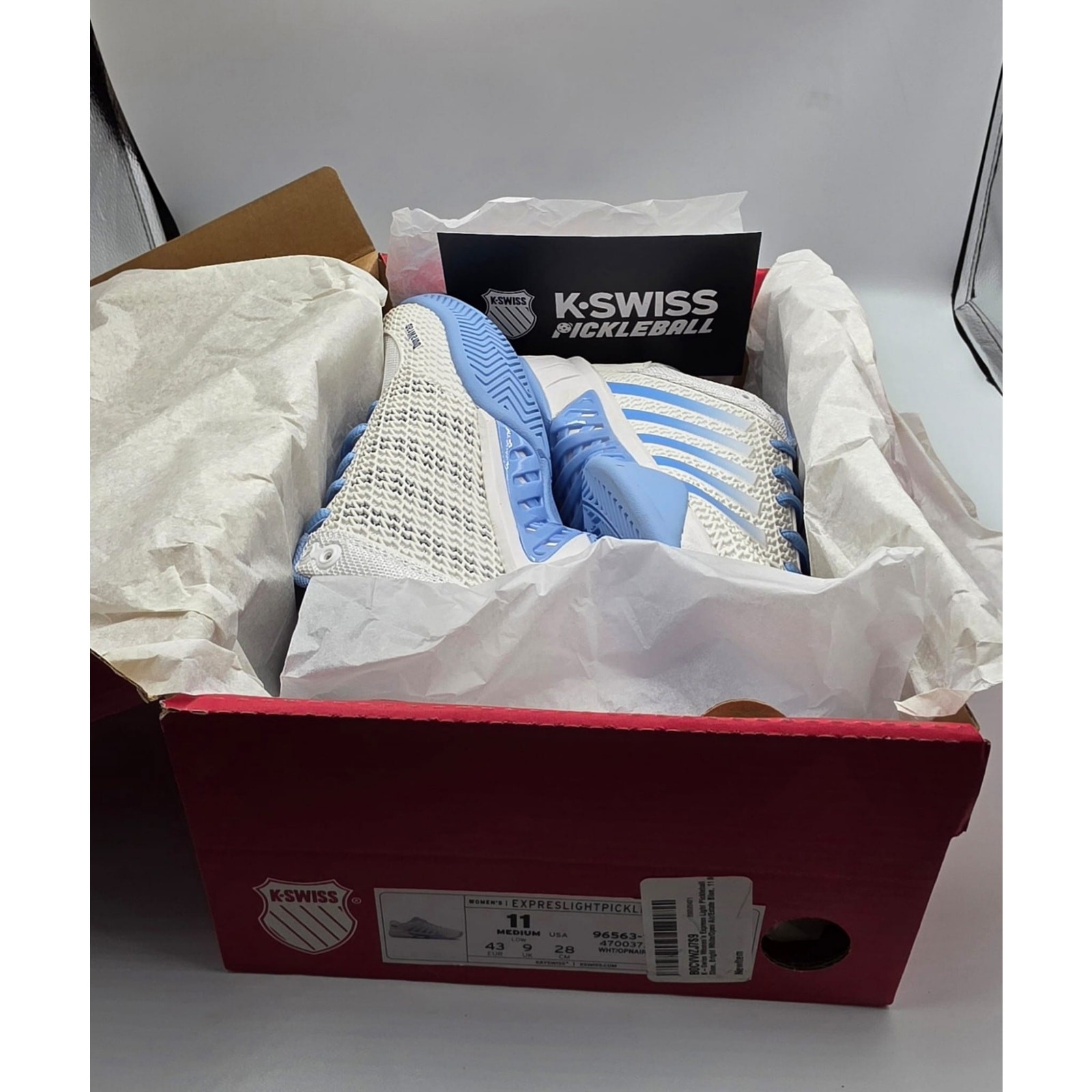 K-Swiss Express Light Pickleball Shoes Women’s Size 11 White Blue Ortholite Dura