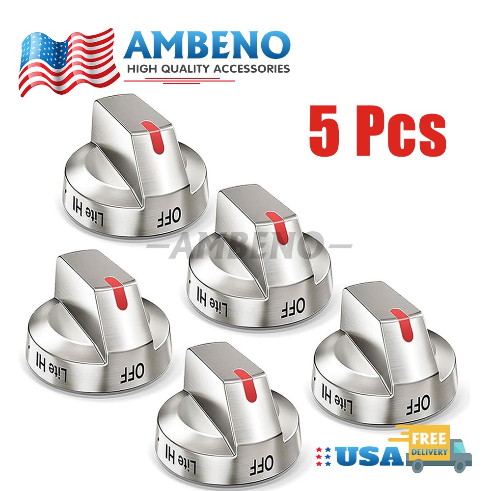 5Pcs Gas Range Knobs For Samsung NX58F5700WS NX58H5600SS NX58H5650WS NX58J7750SS