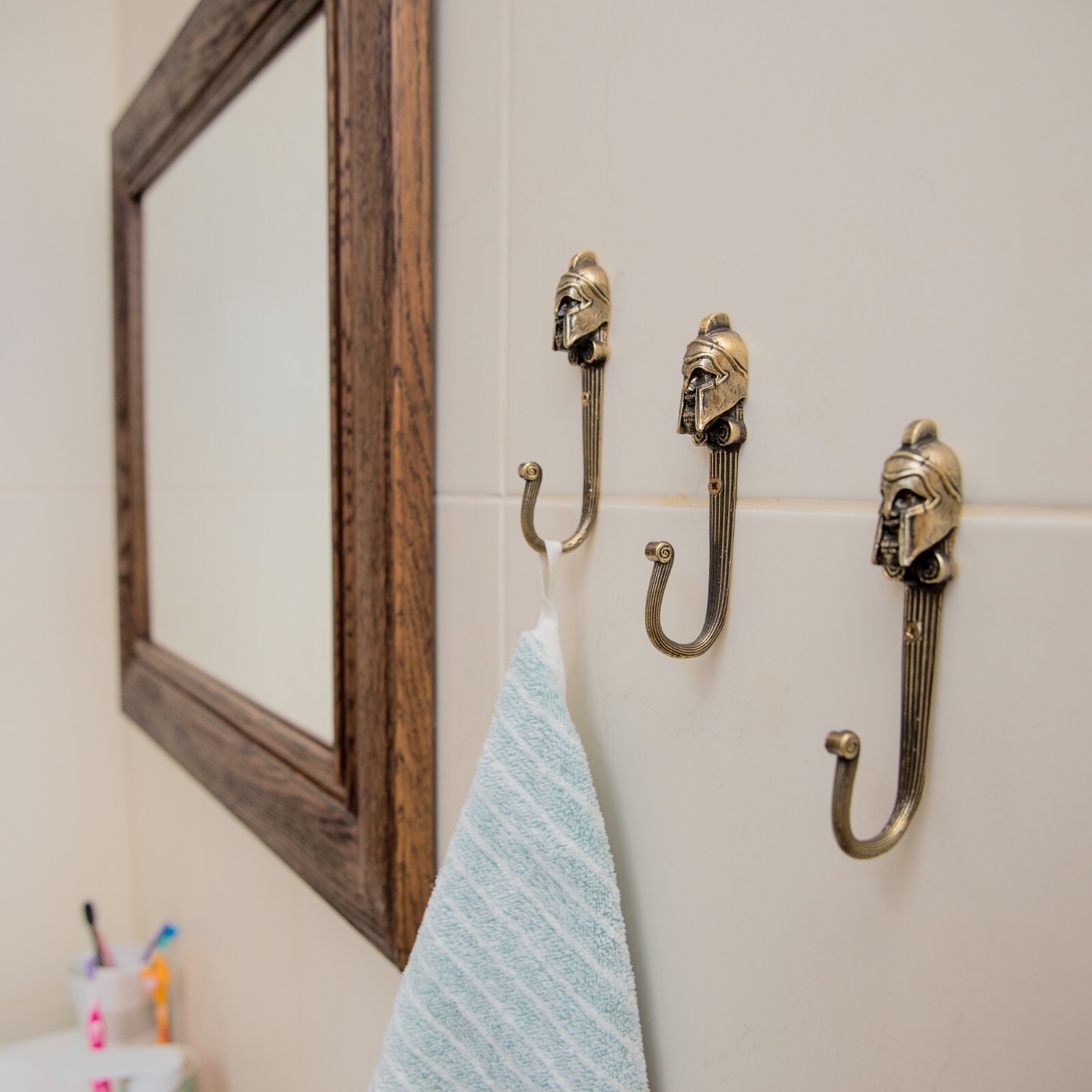 Handcrafted Spartan warrior brass wall hook