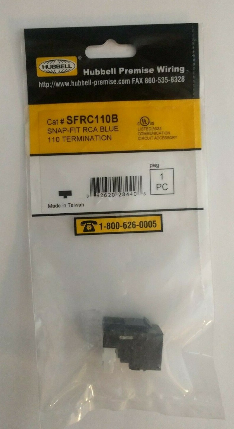HUBBELL SFRC110B iSTATION Blue Insulator Snap Fit RCA Connector - Blk Housing