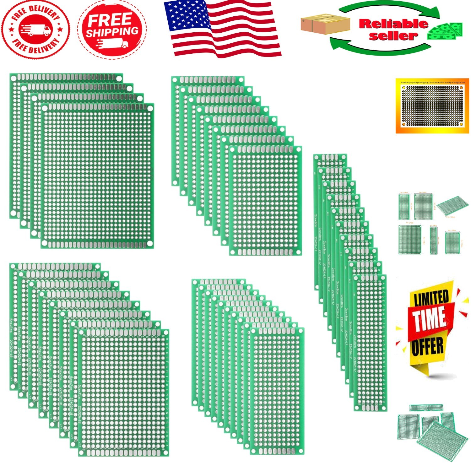High-Quality Double-Sided PCB Circuit Boards Kit - 40 Pieces for DIY Projects
