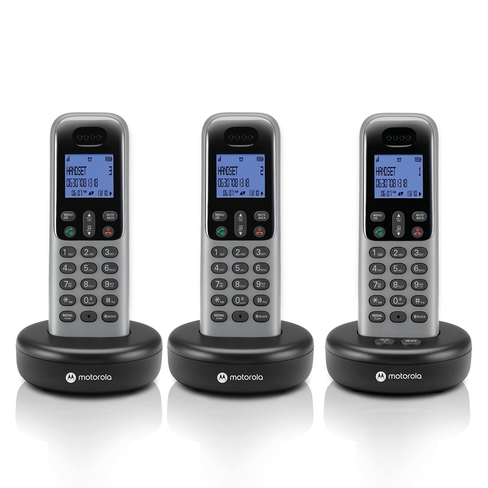 Motorola Voice Cordless Phone System w/ 3 Digital Handsets + Answering Machin...