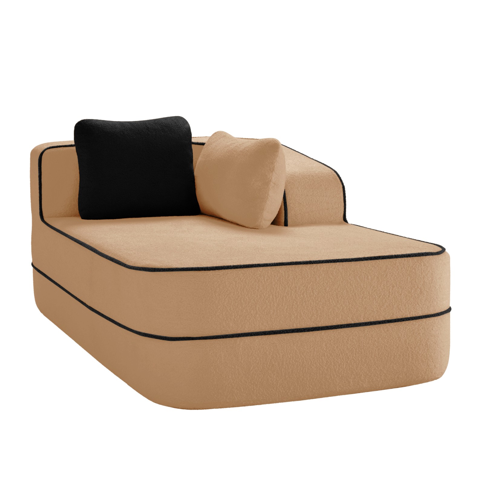 Modular Sectional Sofa w/Pillows Teddy Fabric Camel 66.54" L