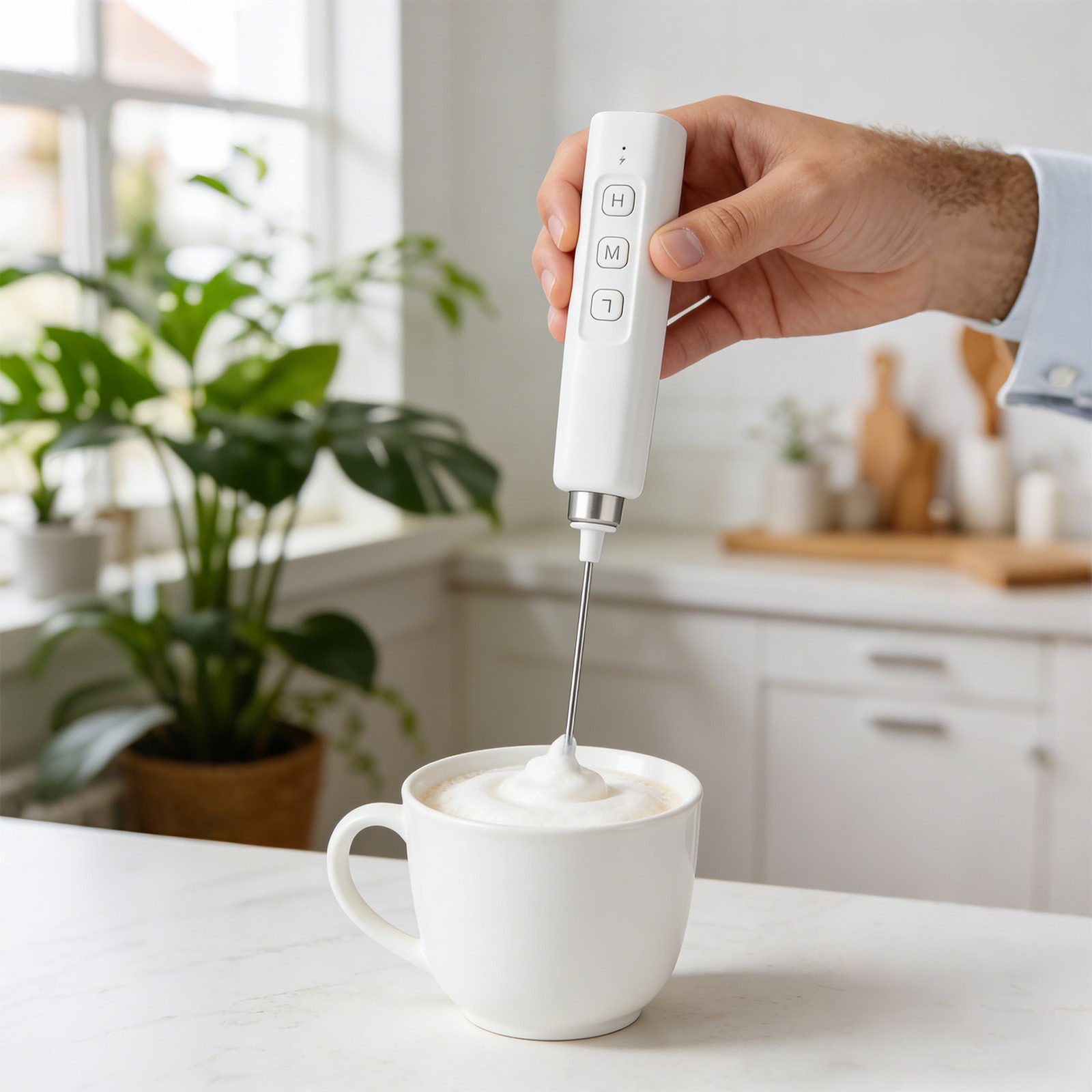 3 Speed Adjustable Handheld Milk Frother Rechargeable Electric Egg Beater Mixer