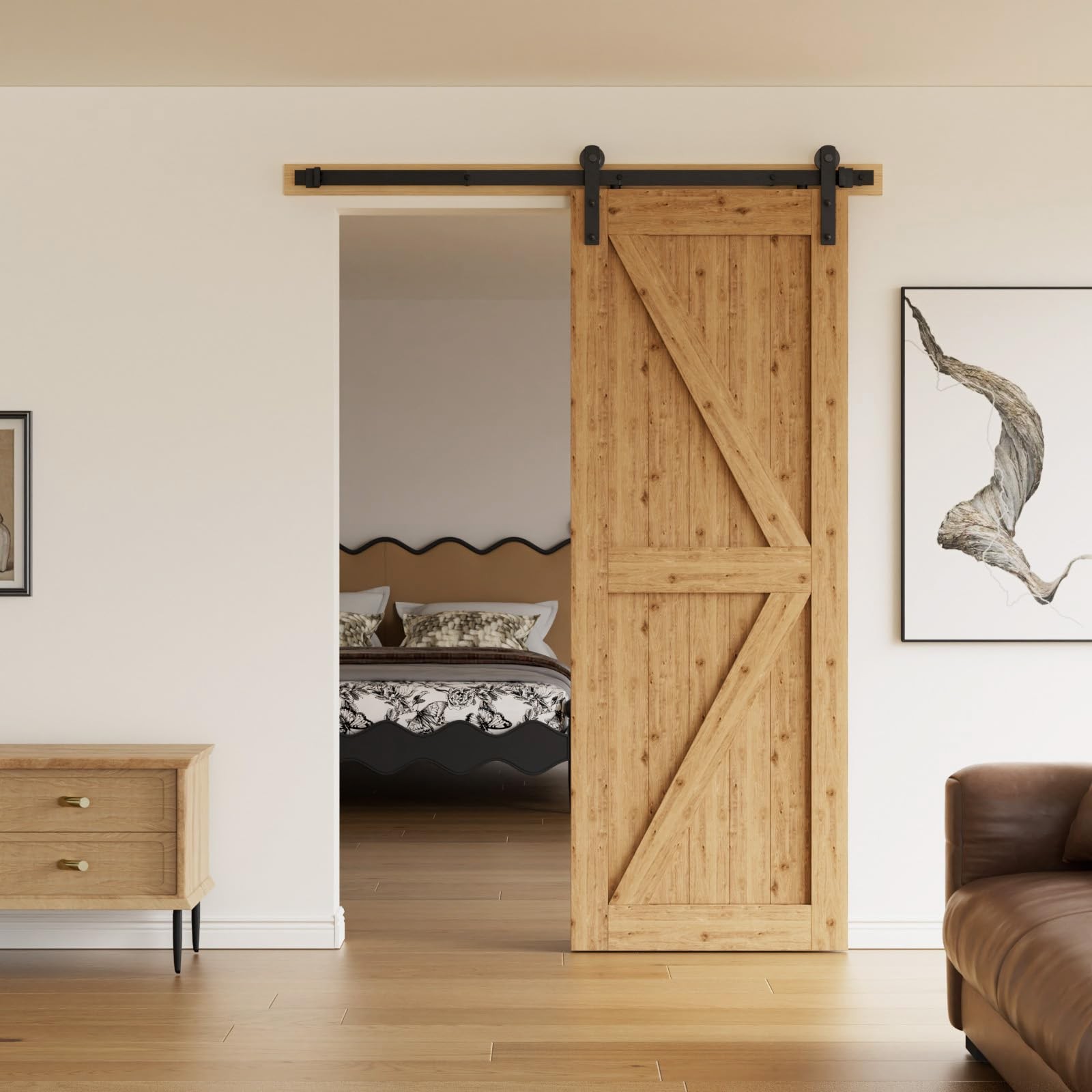 CCJH 6FT Heavy Duty Sturdy Sliding Barn Door 6ft for 1 Door, I Shape Roller