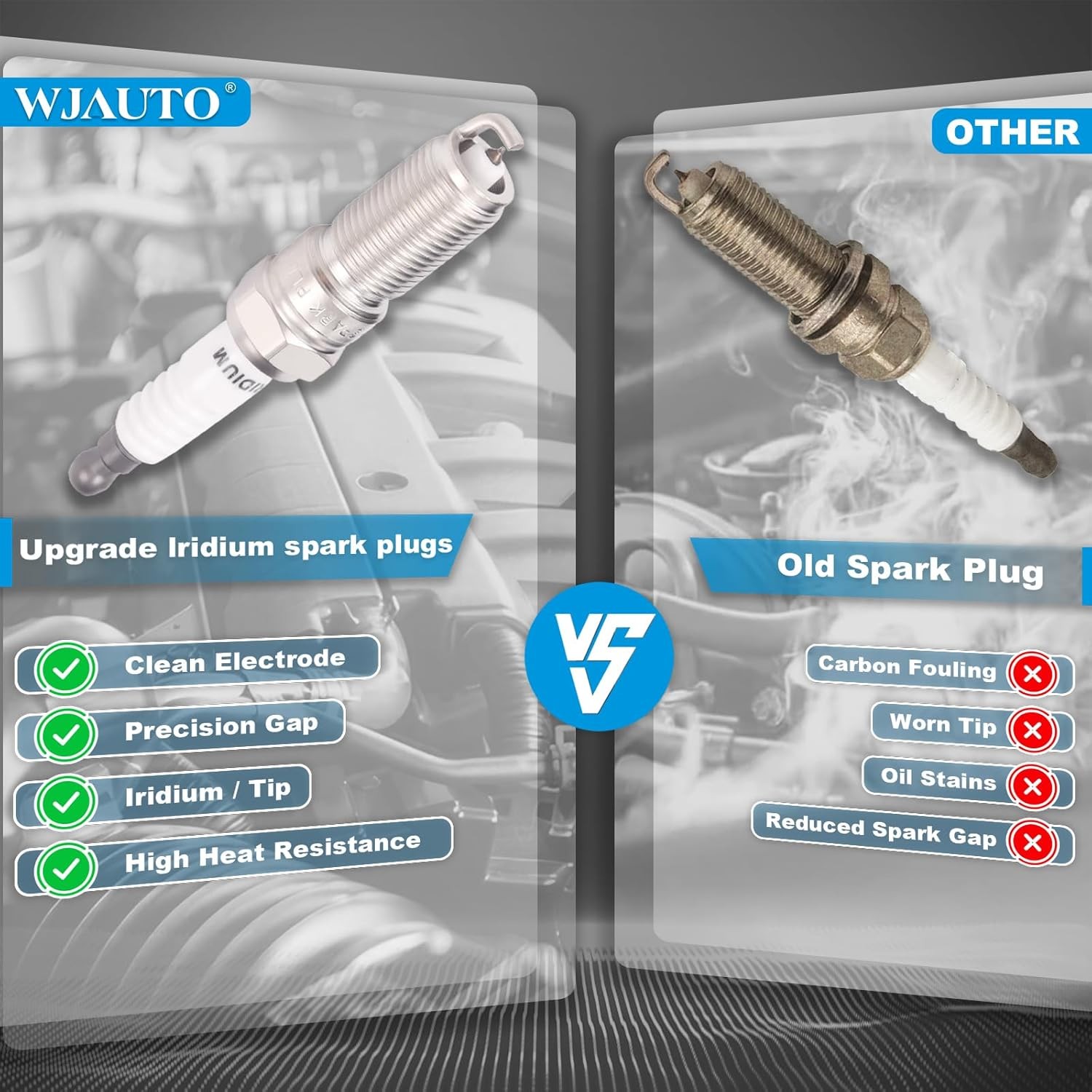 Spark Plugs Iridium 4 Pack, Pre-Gapped Bujías Sparkplugs OEM Replacement for For