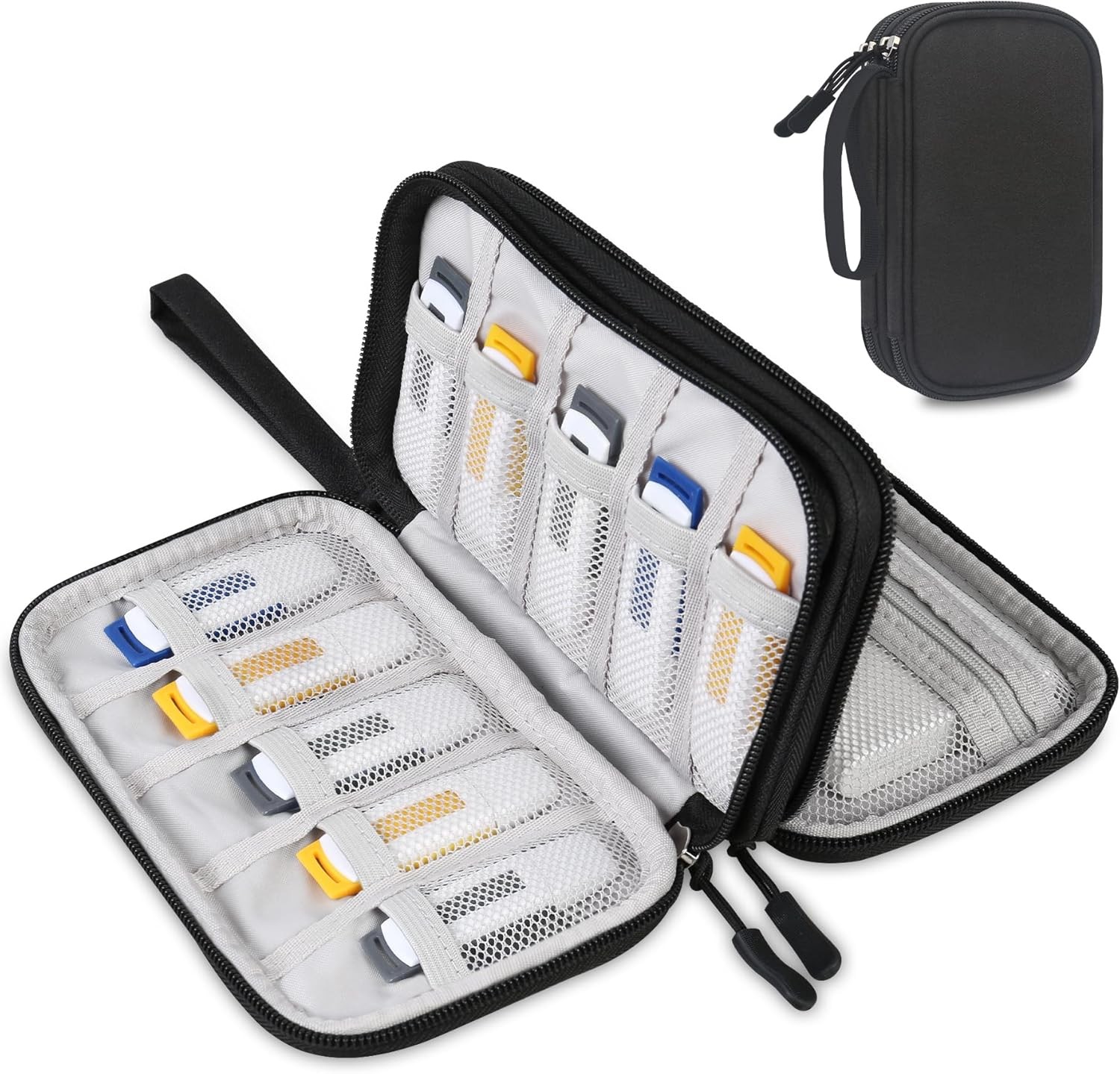 Lacdo USB Flash Drive Case Portable Storage Bag for Thumb Drive SD Card Black