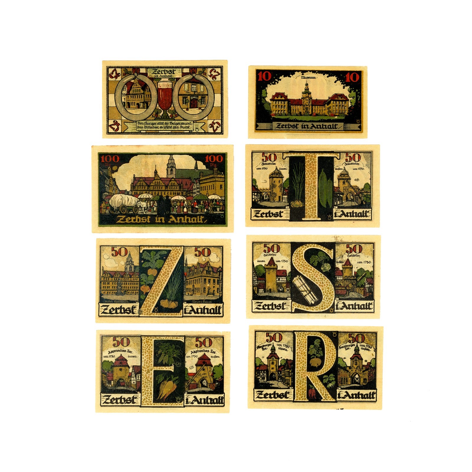 1 set of 8 Germany Zerbst notgeld 1921 Au