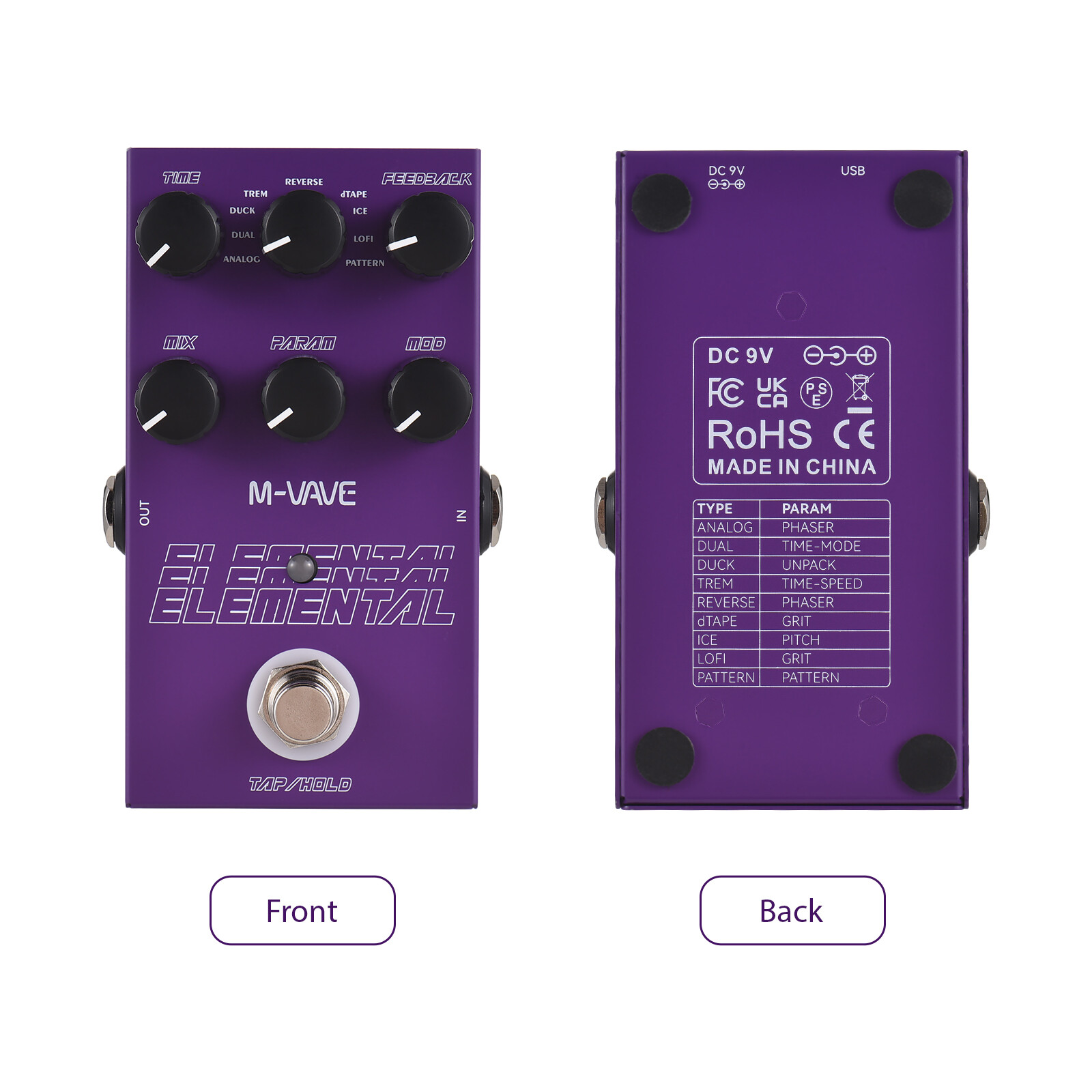 M-VAVE ELEMENTAL Electric Guitar Delay Pedal with 9 Metal Effects