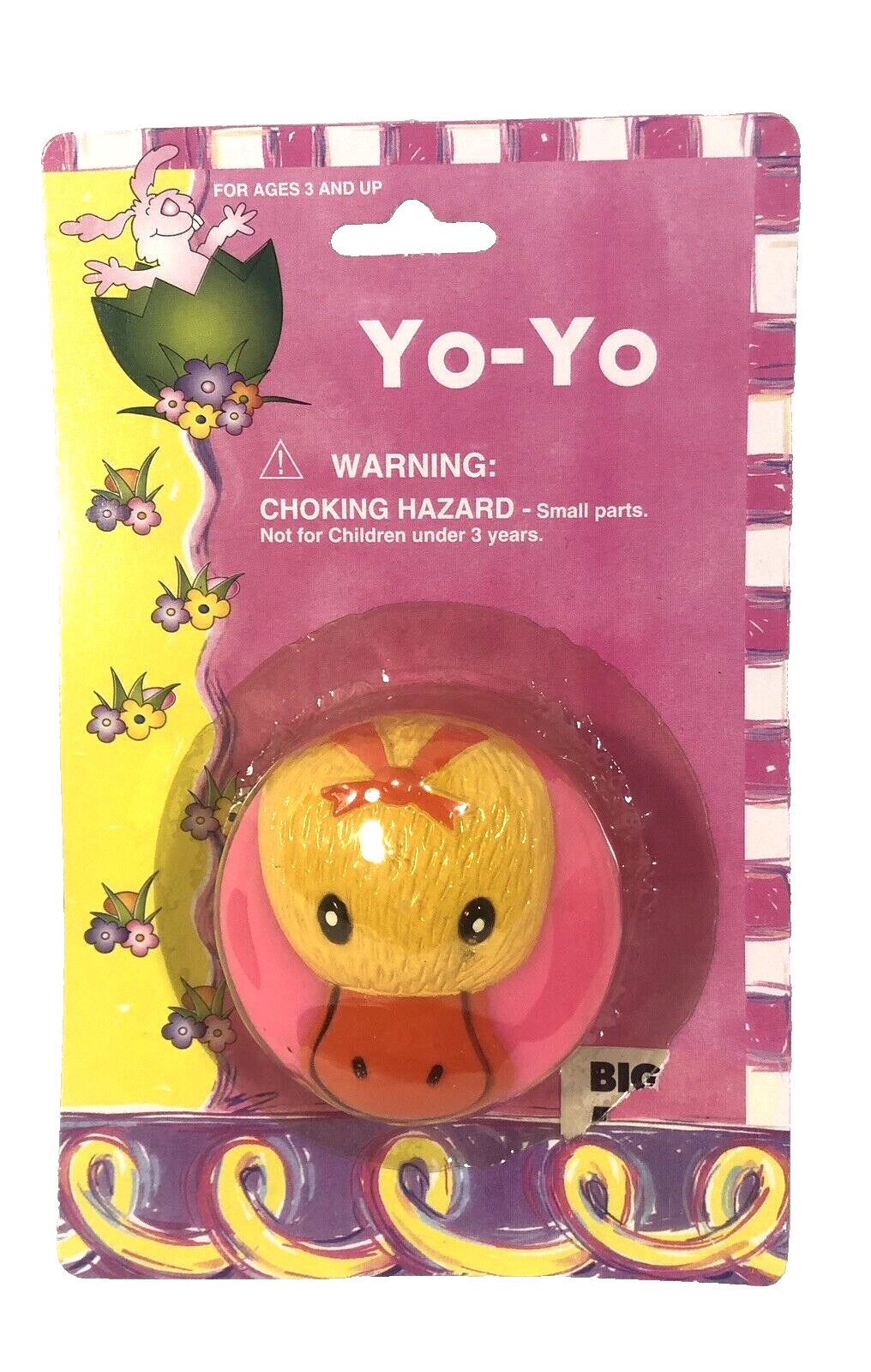 Vintage Duck YO-YO Duckie Face Quack New/Old Stock Sealed Pink Yellow
