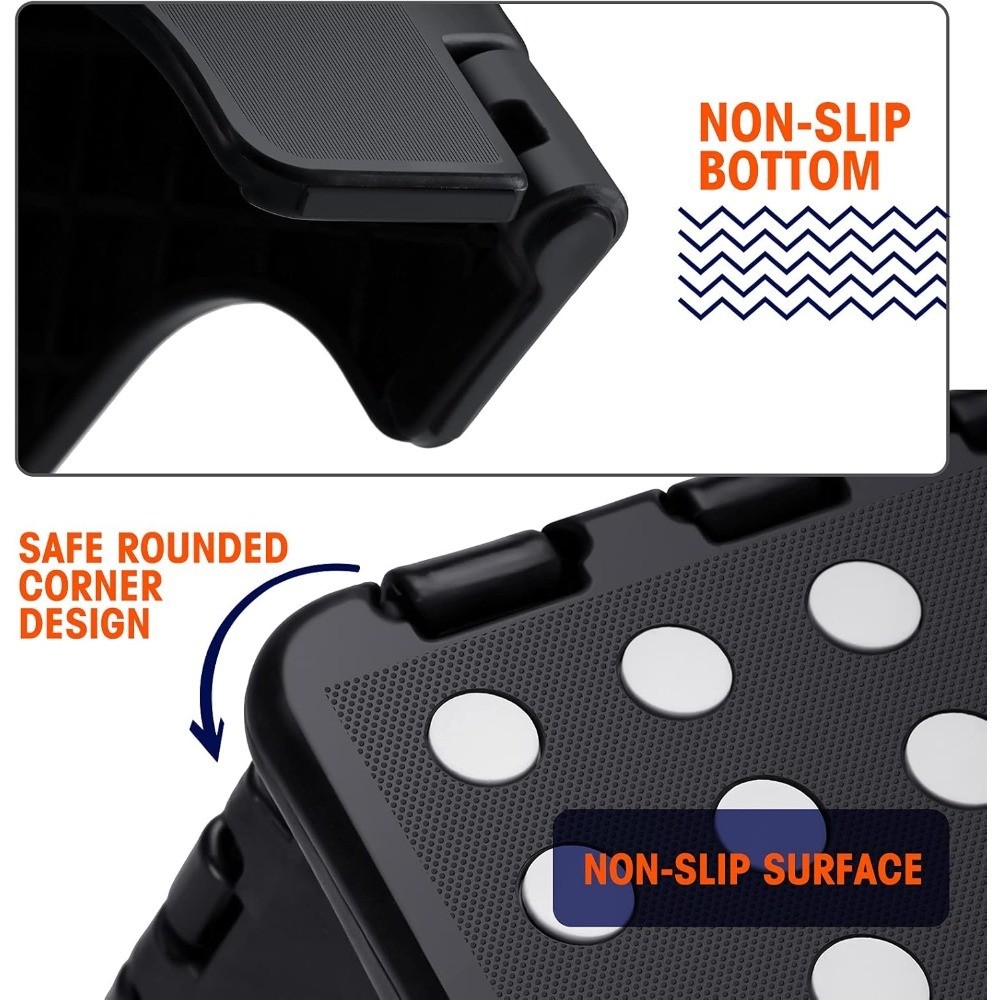 Folding Step Stool with Handle, Non-Slip Plastic Foldable Stool for Adults and