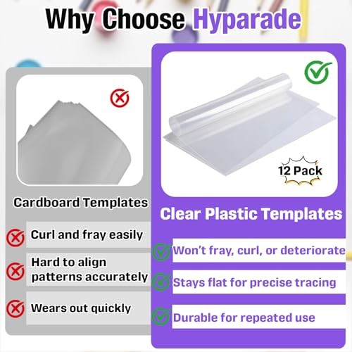 12 PCS 12 x 18 Inches Clear Quilting Template Plastic Sheets for Sewing |