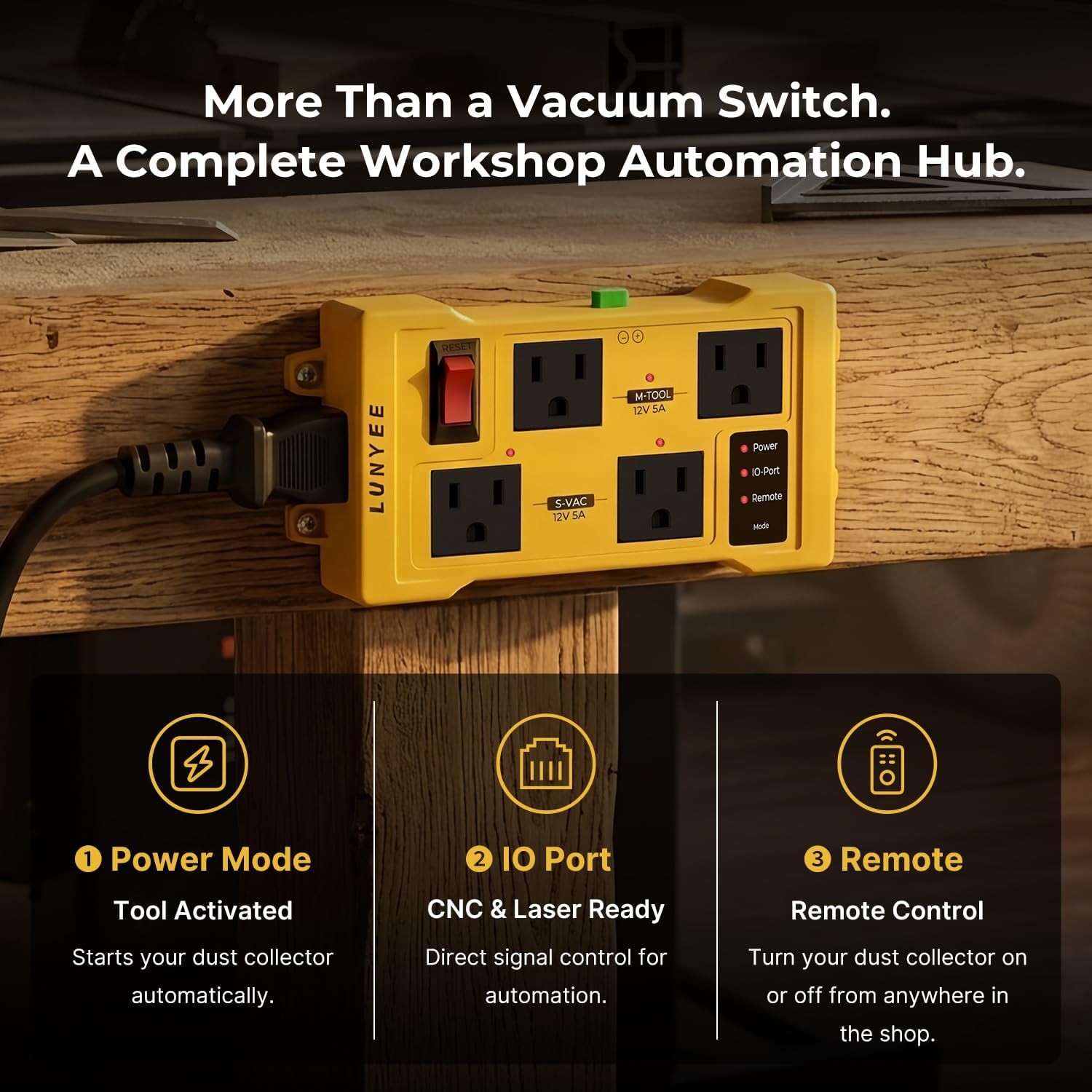 Automatic Vacuum Switch Remote 4 Outlet CNC Laser Dust Collector Control