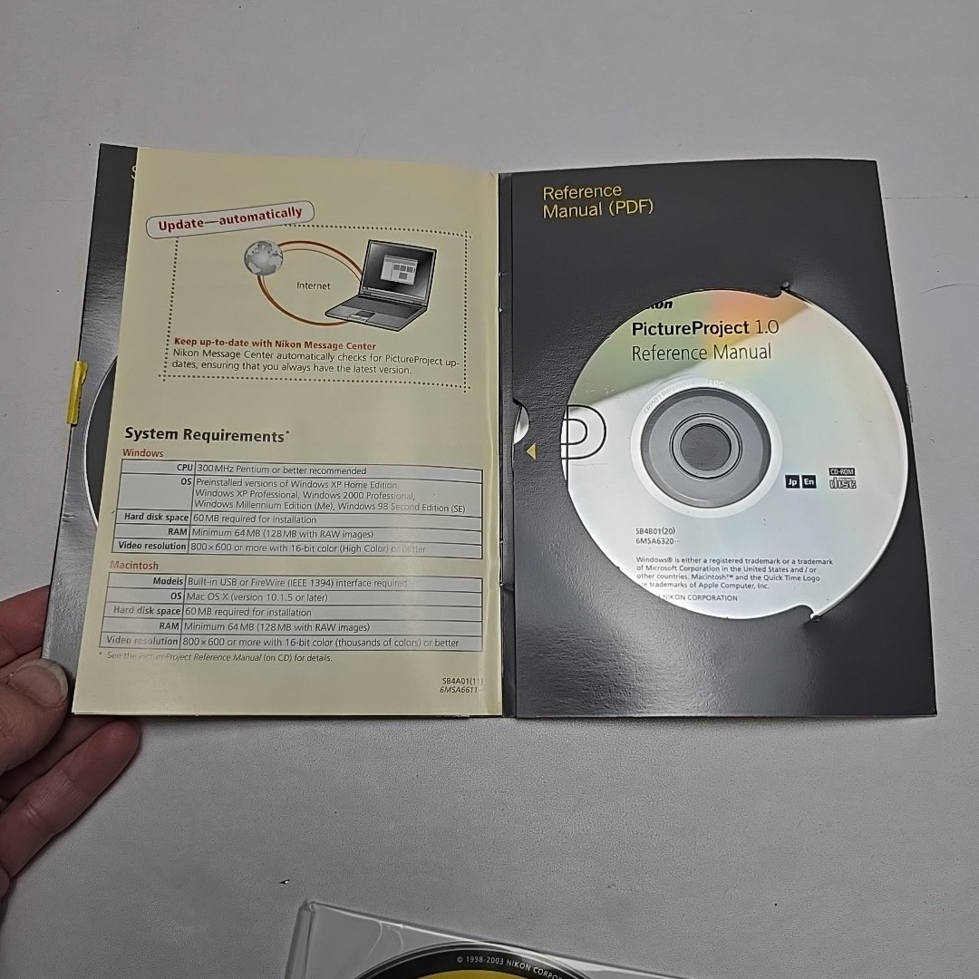 Nikon PictureProject Picture Project 1.0 CaptureCD-ROM Windows Mac NSA Software