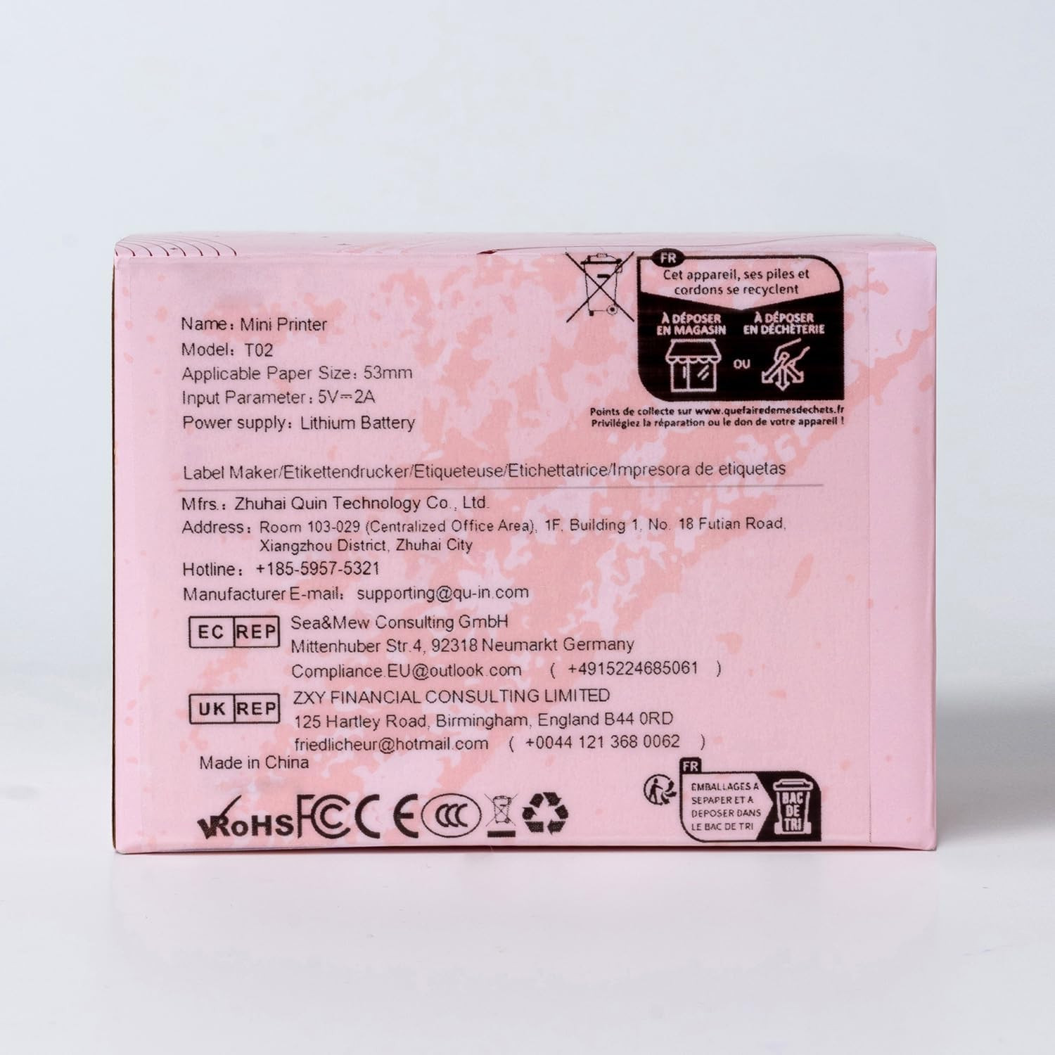 Sticker Printer - T02 Mini Portable Thermal Printer Inkless Sticker Maker Mac...