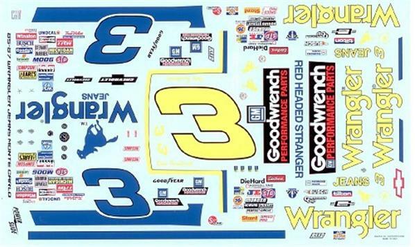 Powerslide 142 #3 Wrangler 1985-87 Dale Earnhardt 1/24 waterslide Nascar decal