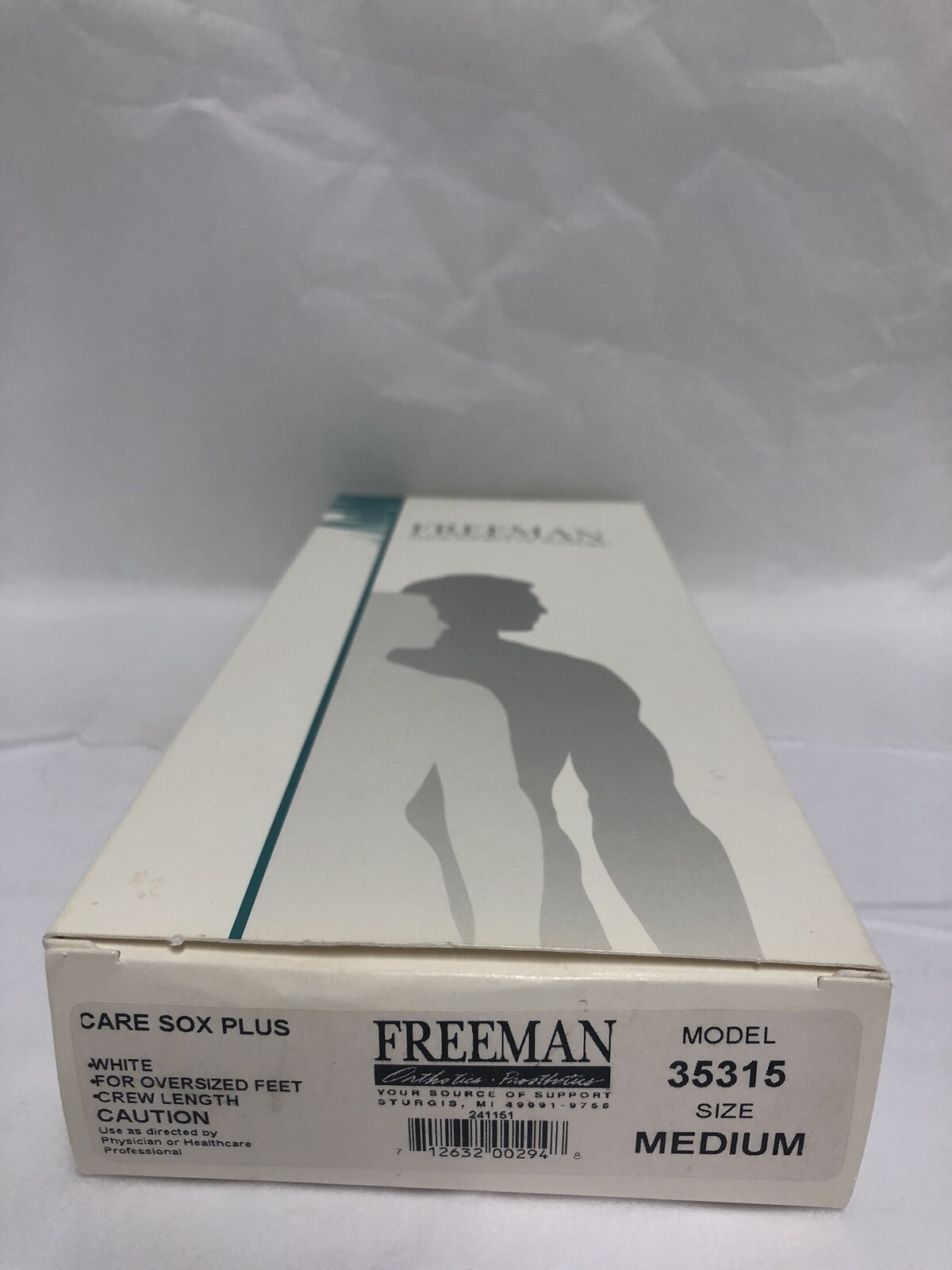 Freeman Care Sox Plus Support Socks For Oversized Feet, White Model 35315