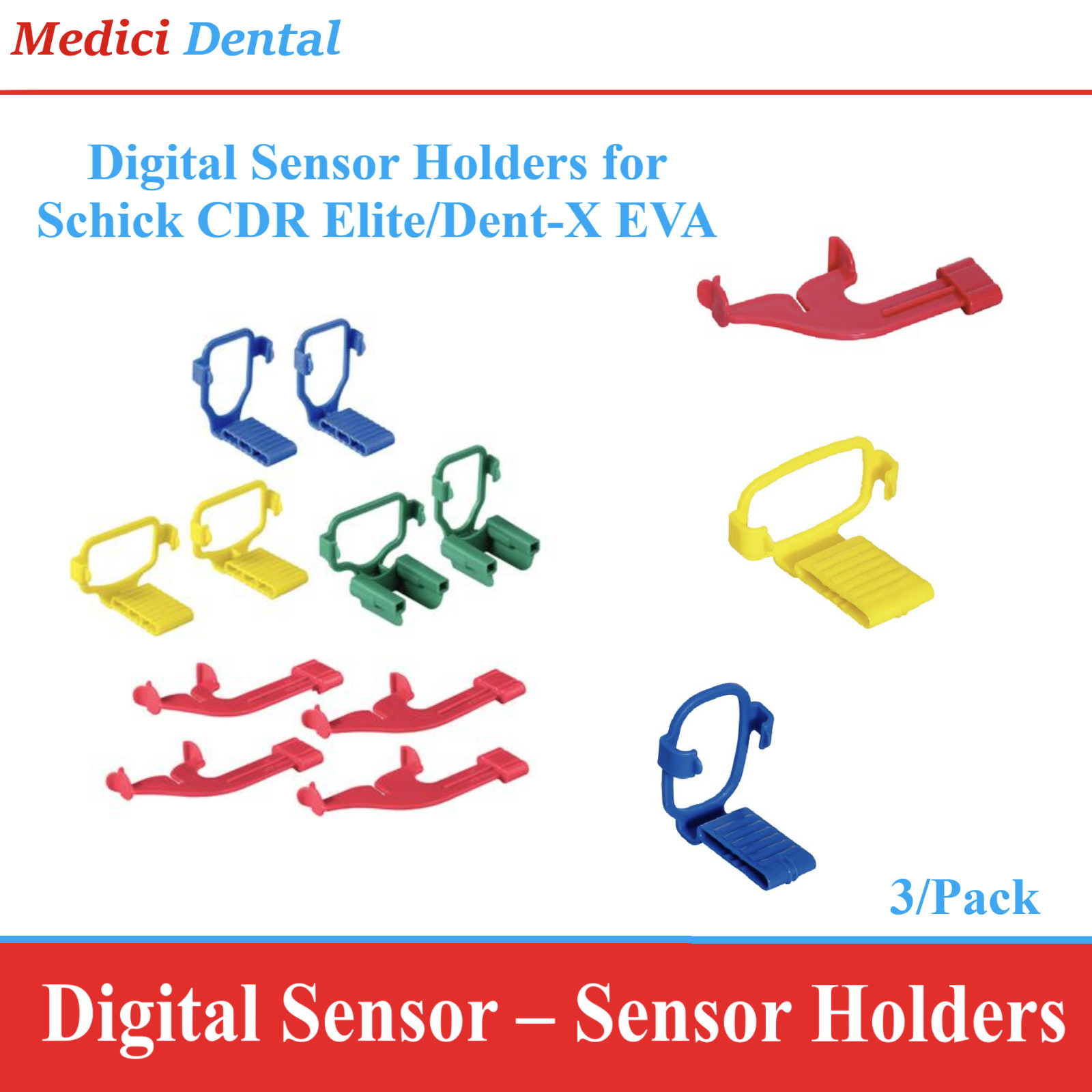 Dental X-Ray XCP-DS Schick CDR Elite Dent-X EVA+ Digital Sensor Holders 3/Pk