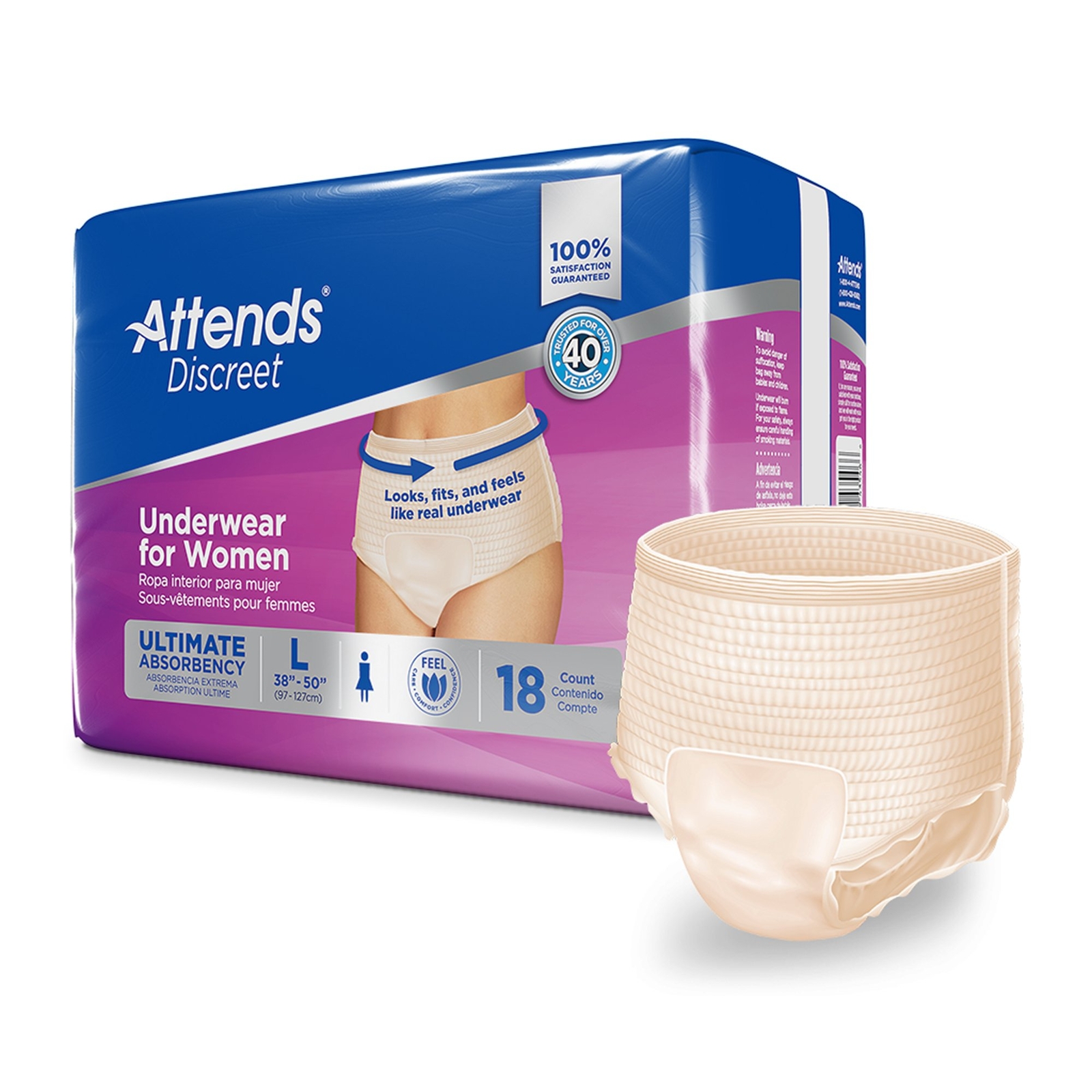 Attends Disposable Underwear Female Large 72 Ct