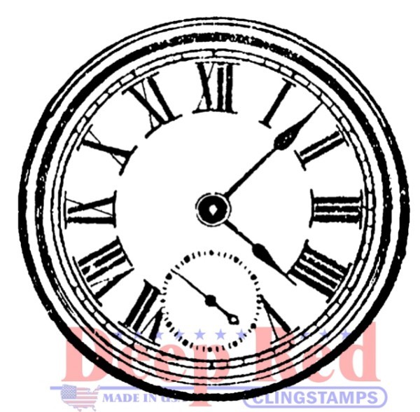 Deep Red Stamps Roman Clock Rubber Cling Stamp