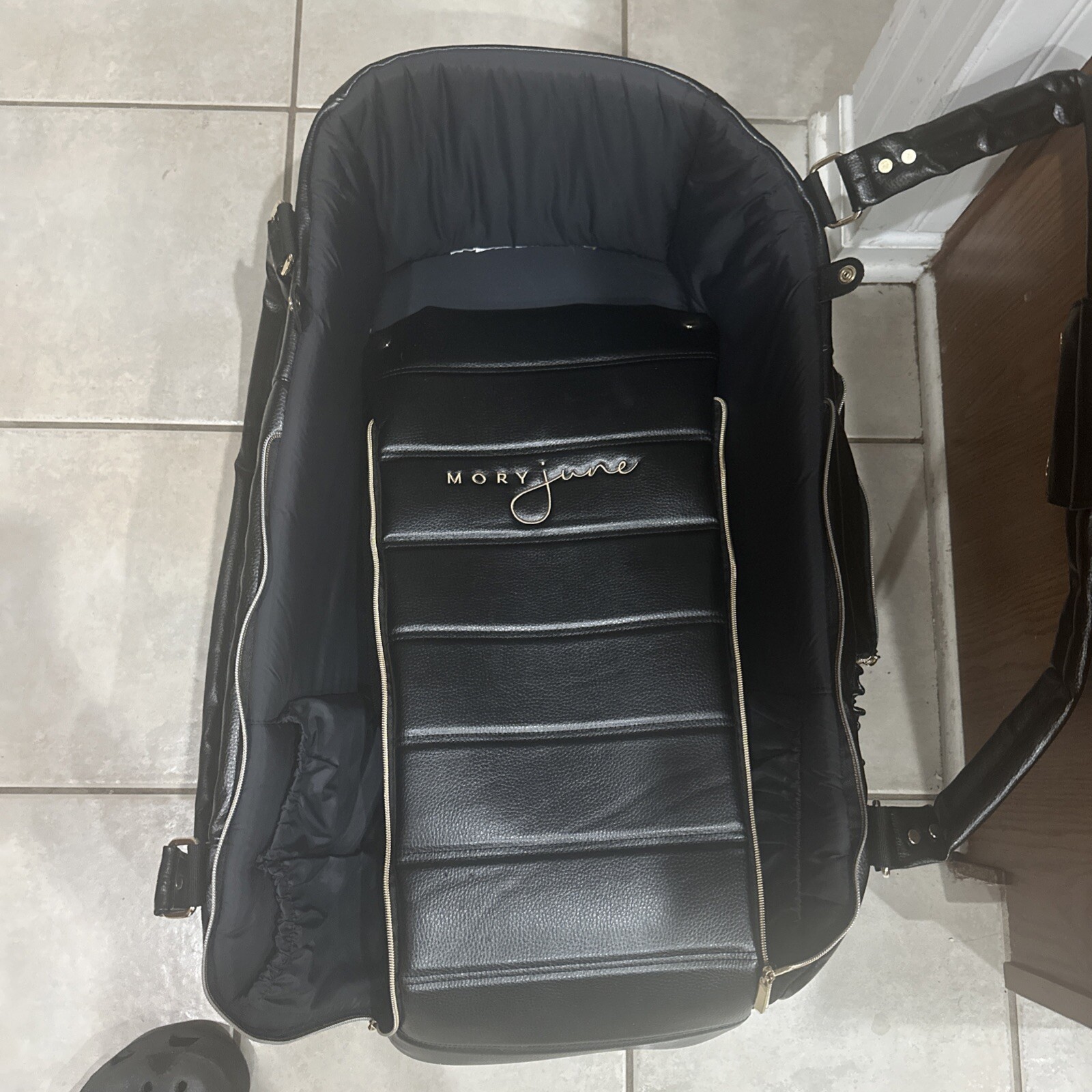Mory June Moses Black Baby Bag Carrier Diaper Bag Lots of Pockets