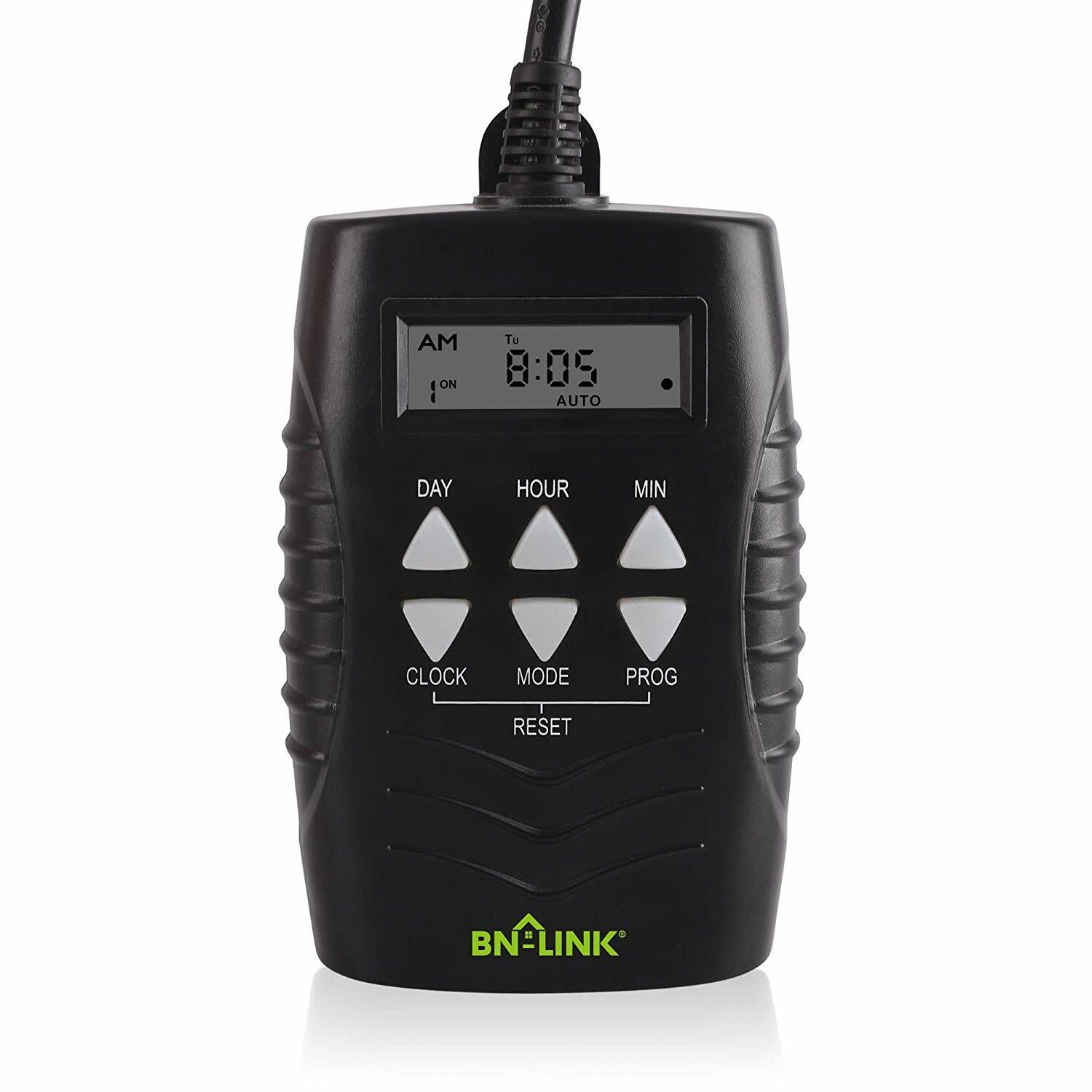 BN-LINK 7 Day Heavy Duty Digital Programmable Timer - Dual Outlet (Outdoor)