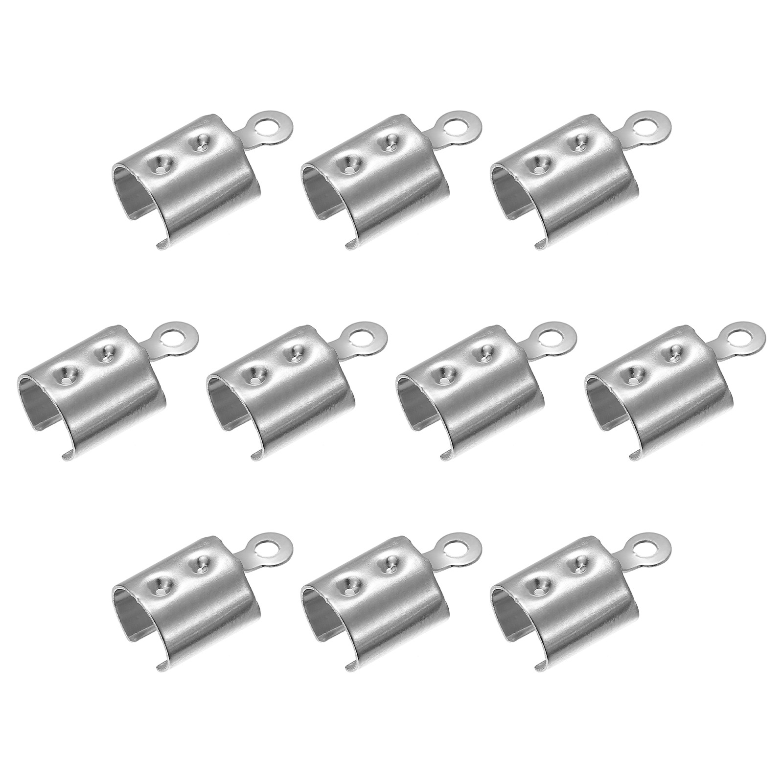 Fold Over Cord Ends 5mm Inner Dia Crimp Cap Clasp Tips Silver Tone 100Pcs