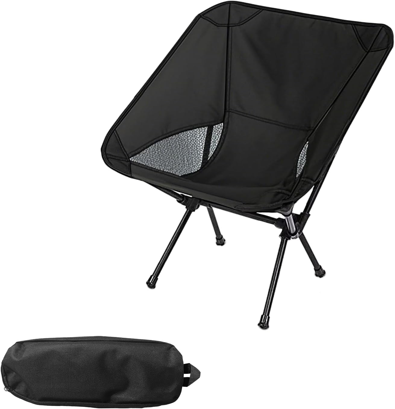 Portable Camping Chair Lightweight Folding Outdoor Chair (Black)