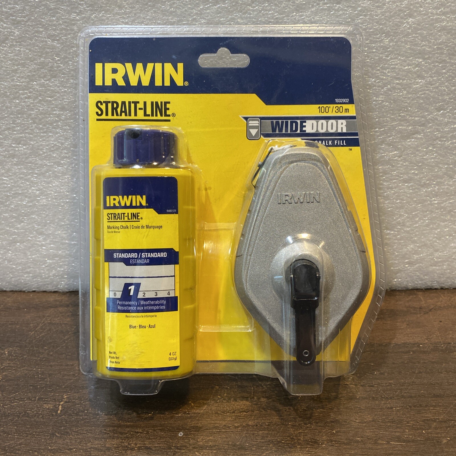 Irwin Straight-Line Chalk Line 100' Aluminum Strait-Line Reel and Blue Chalk