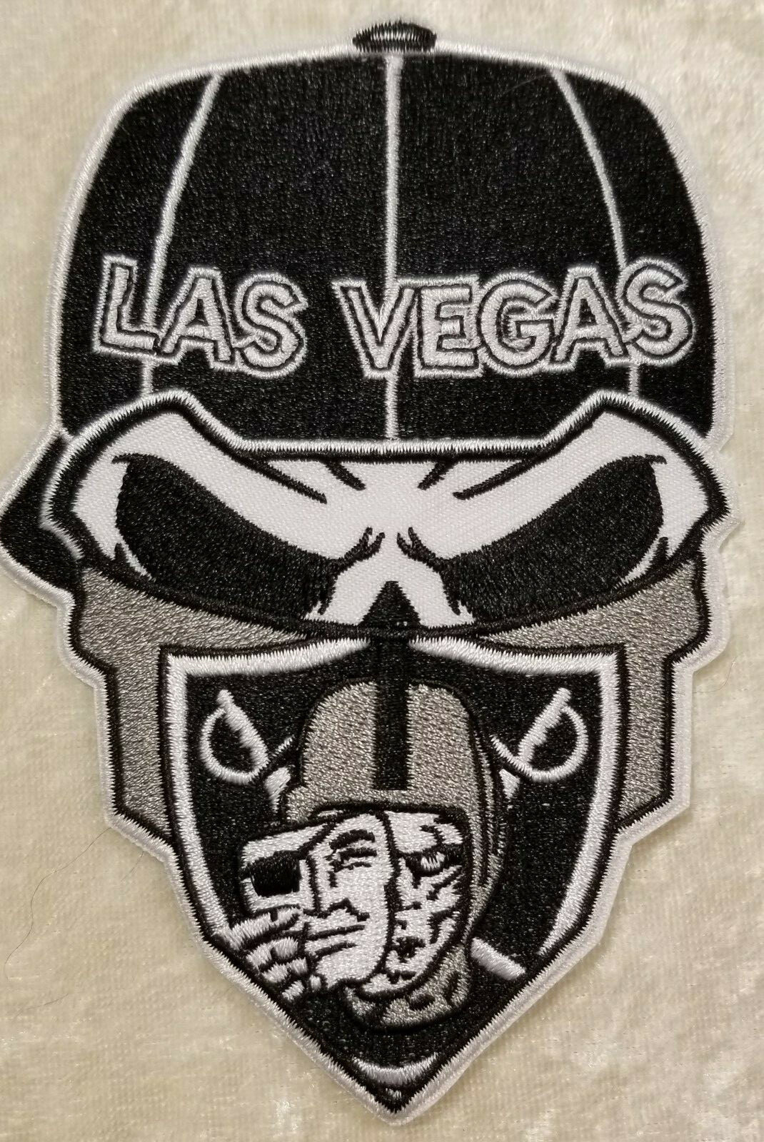 Las Vegas Raiders BIG Skull 5" Iron On Embroidered Patch~ Free Tracking!
