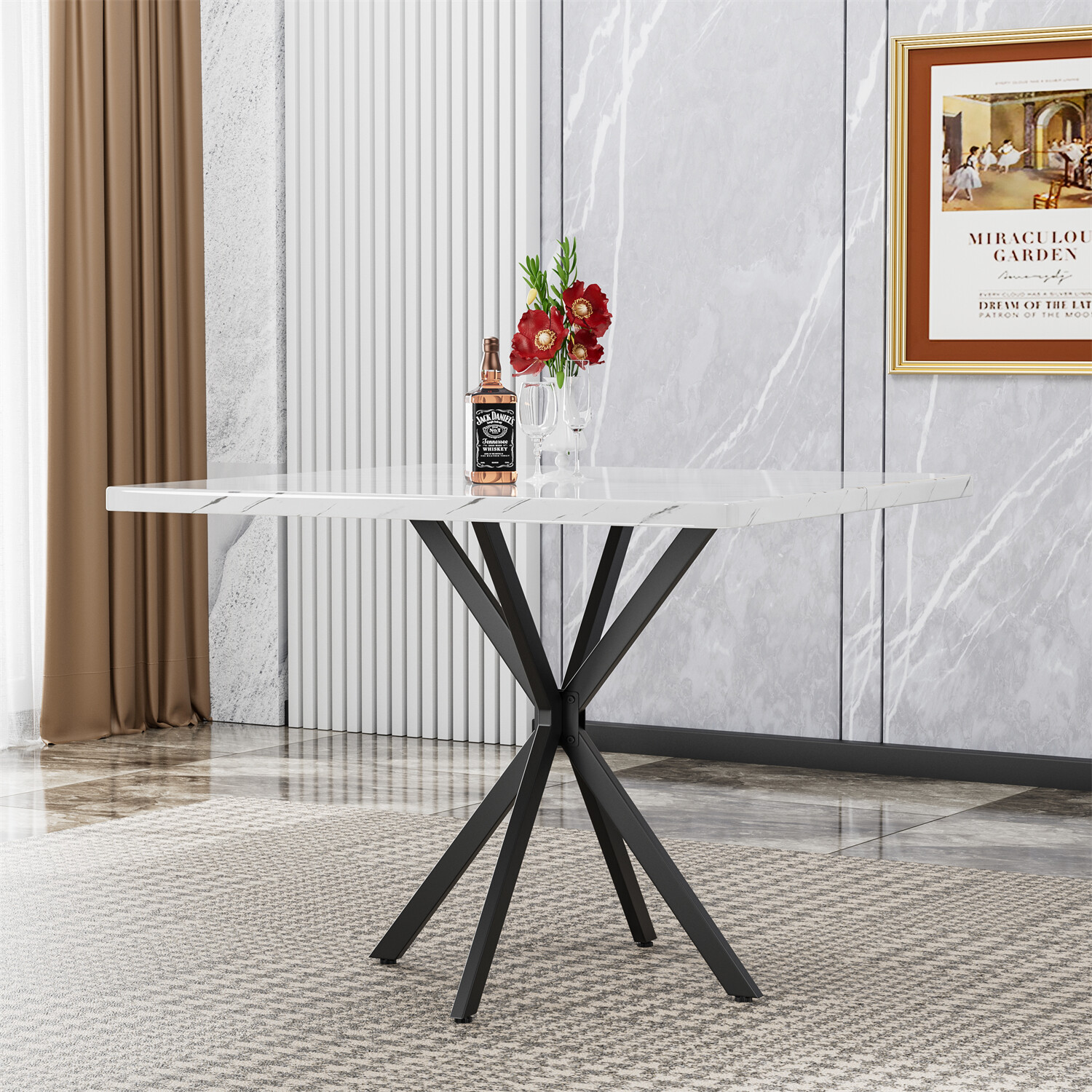 Modern Dining Table Square Dining Table Kitchen Dining Room Table For 4-6 Person