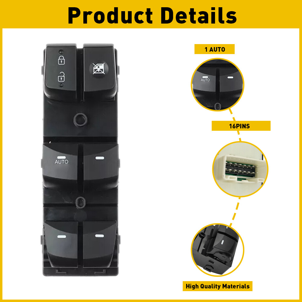 93570-3X012 For Hyundai Elantra 2014 2015 2016 Master Power Window Switch Black
