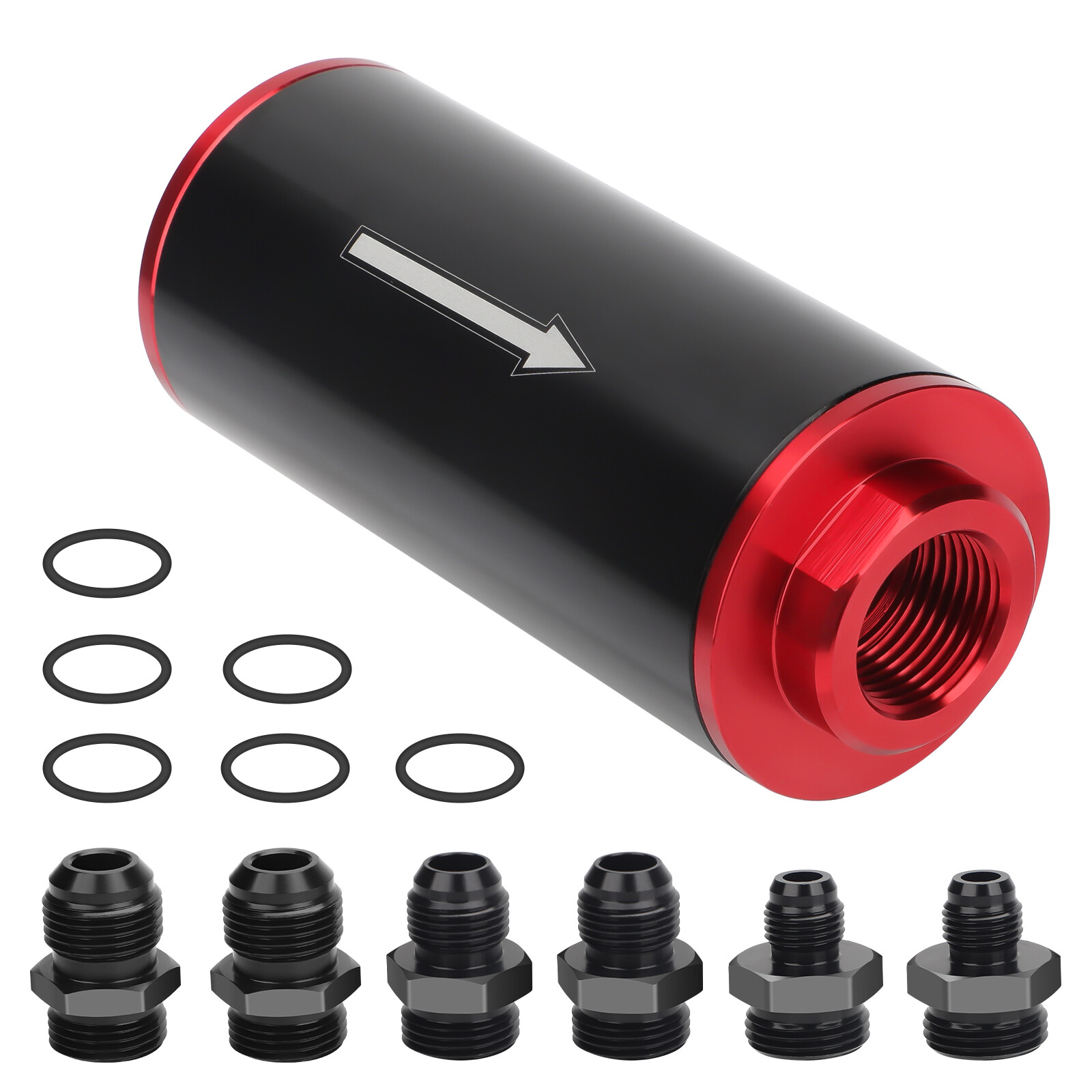 Universal 50MM 100 Micron Inline Fuel Filter w/ 6AN 8AN 10AN Adapter For Diesel