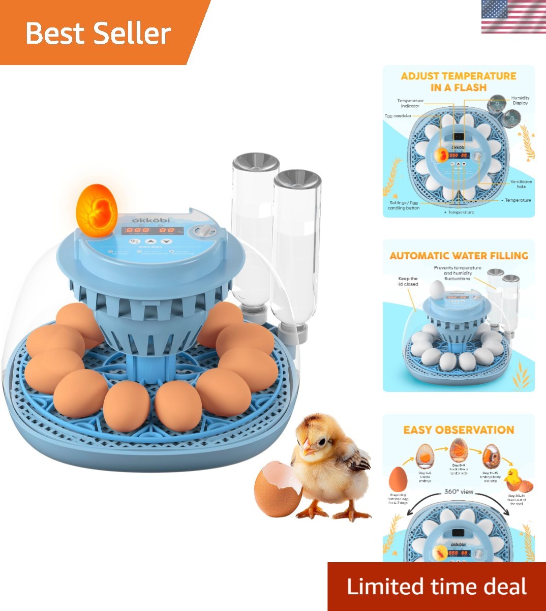 12 Egg Incubator with Automatic Egg Turning and Humidity Control – Egg Incuba...