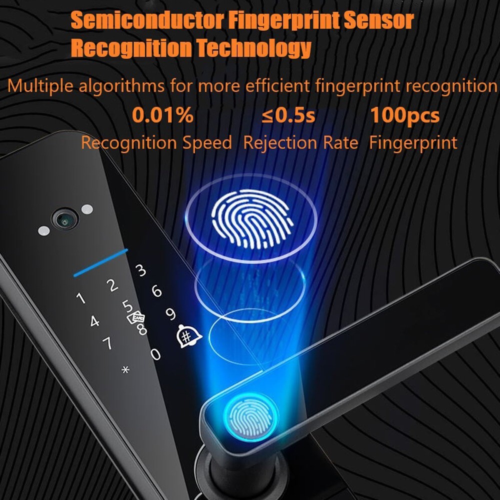 1PCS Face Recognition Tuya Wifi Smart Door Lock Visual Intercom Fingerprint