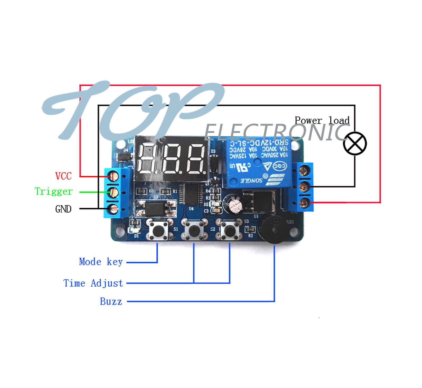 12V Programmable timer relay module Delay Timer Control Switch with LED