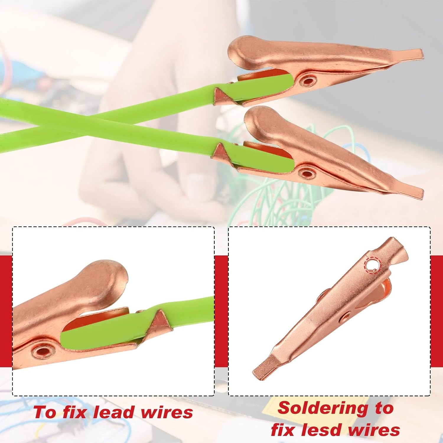 50 Pack Micro Toothless Alligator Test Clips Small Solid Copper Alligator Cli