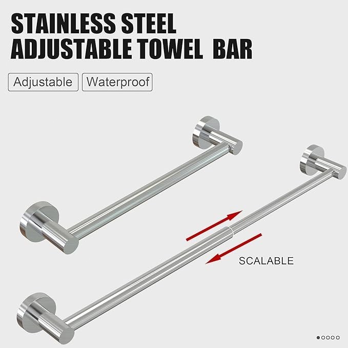 5 Pcs Silver Bathroom Hardware Set Stainless Steel Towel Bar Towel Racks Hooks
