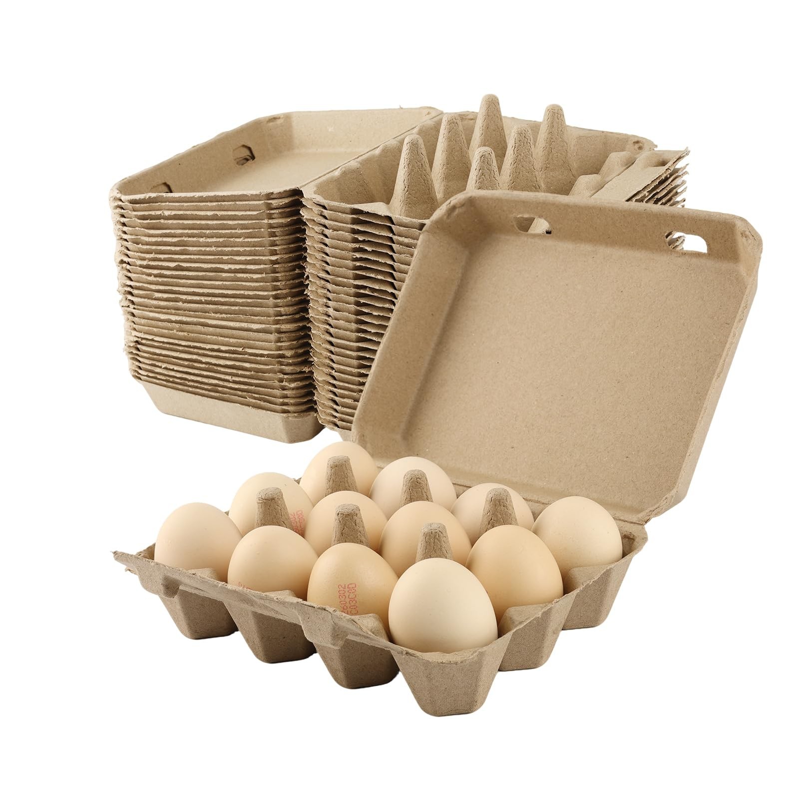 Pulp Egg Cartons Bulk - 30Pack 12 Count Recycled Paper Egg Crates for Farmers...