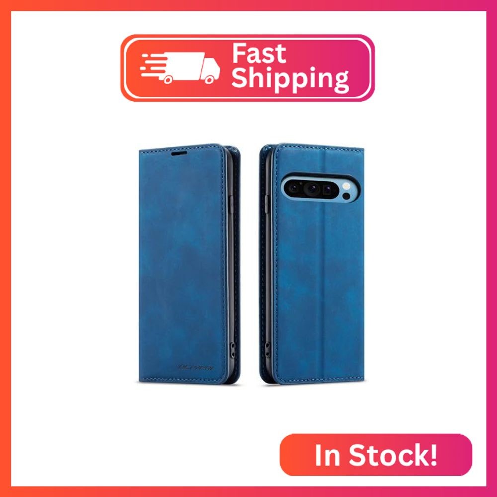 QLTYPRI Wallet Case for Google Pixel 9 Pro XL, 3 Card Holders, Blue