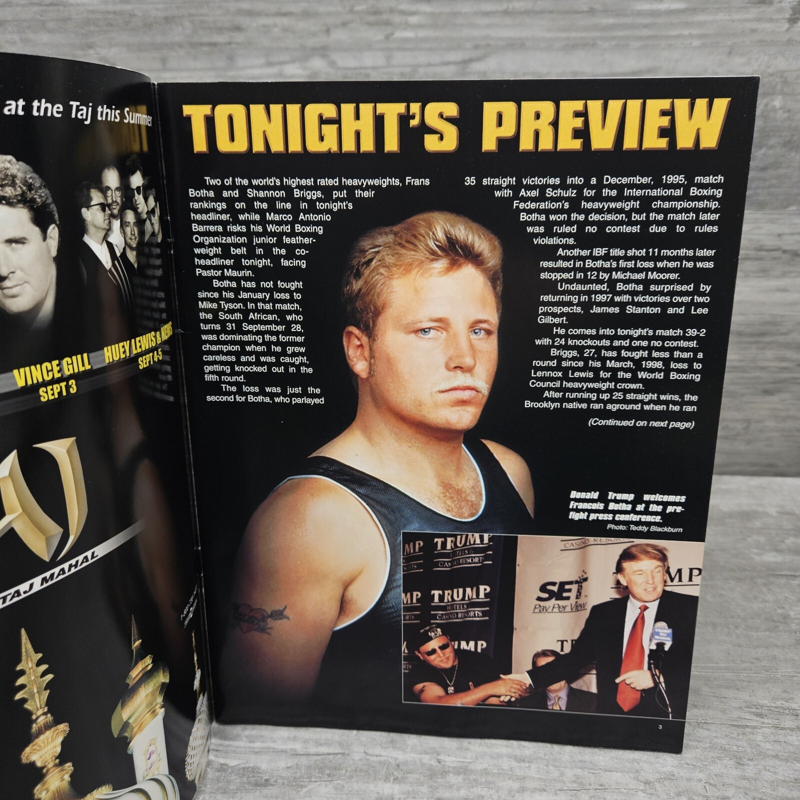 Francois Botha vs Shannon Briggs Boxing Program Onsite August 7th 1999