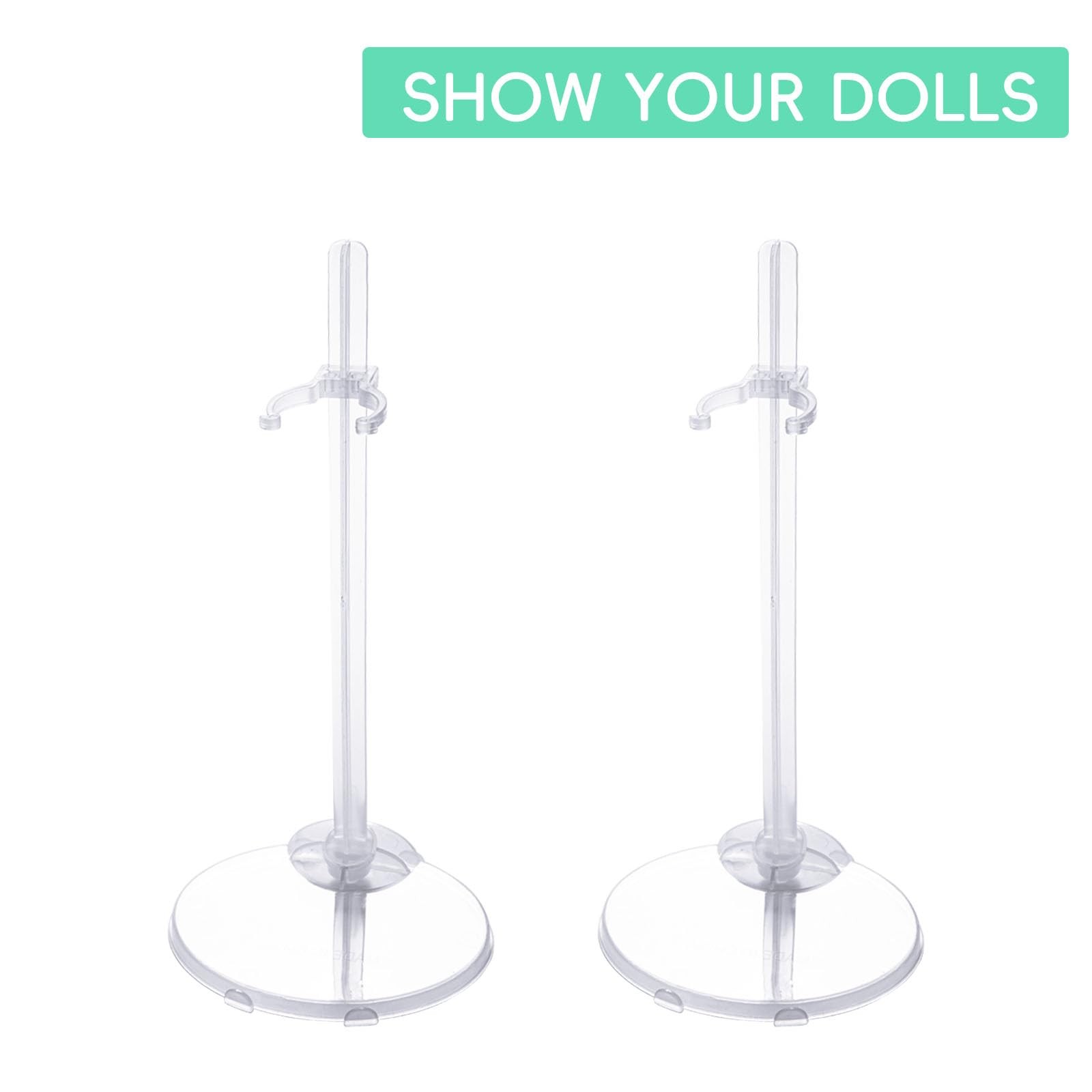 XJMWXHFC 10pc Adjustable Doll Display Holders, Clear Plastic Action CLEAR