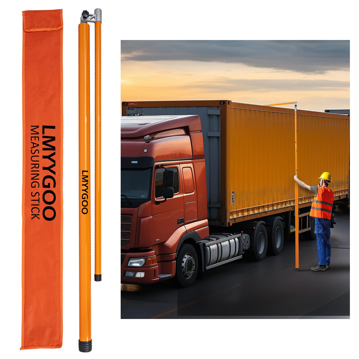 20FT Retractable Height Measuring Stick for Trucks with Carry Bag