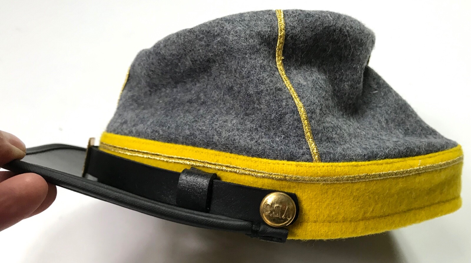 CIVIL WAR CONFEDERATE CS LIEUTENANT CAVALRY OFFICER KEPI FORAGE CAP HAT-LARGE