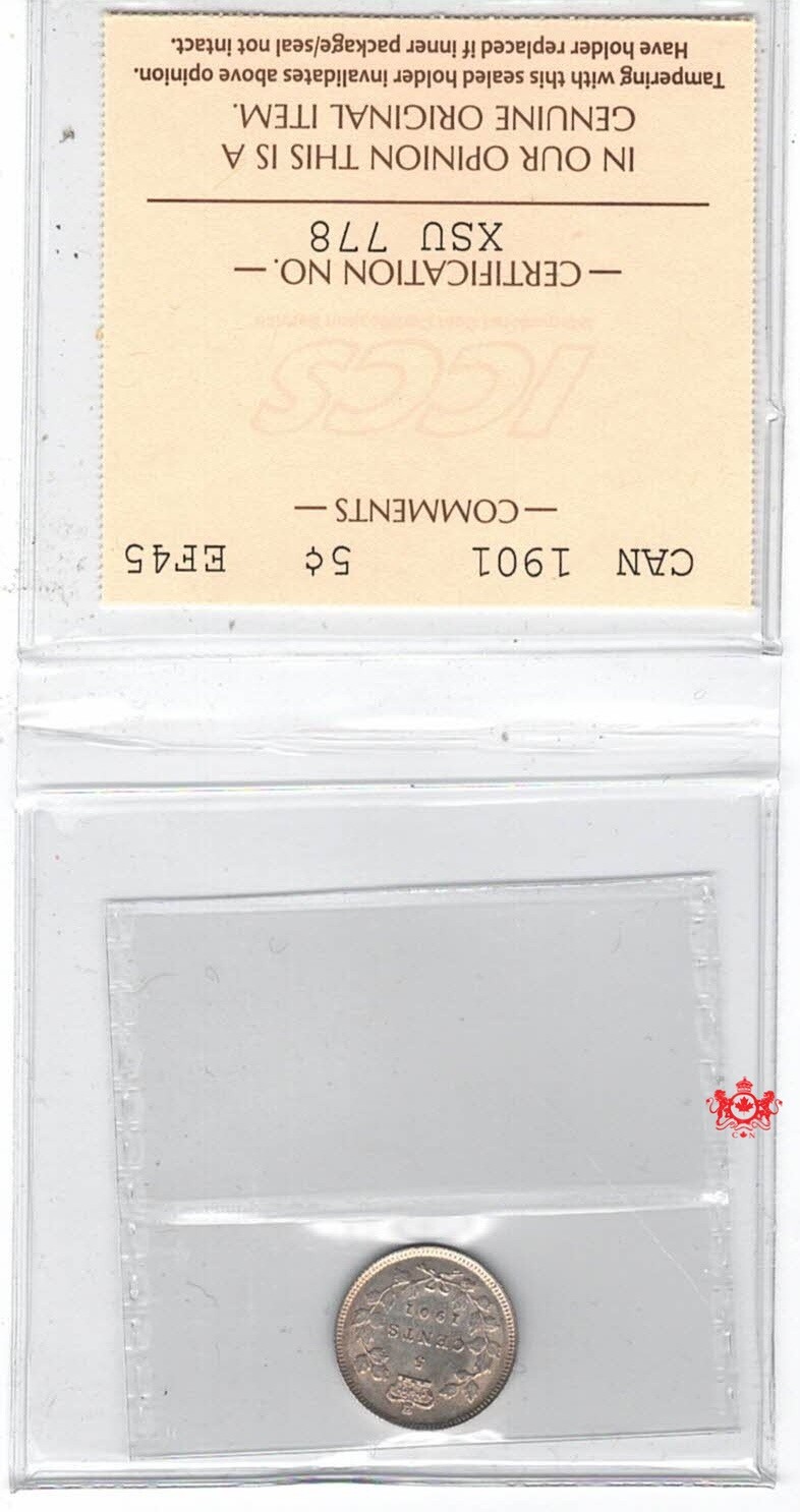 1901 Canada 5 Cents - ICCS EF45 - XSU 778