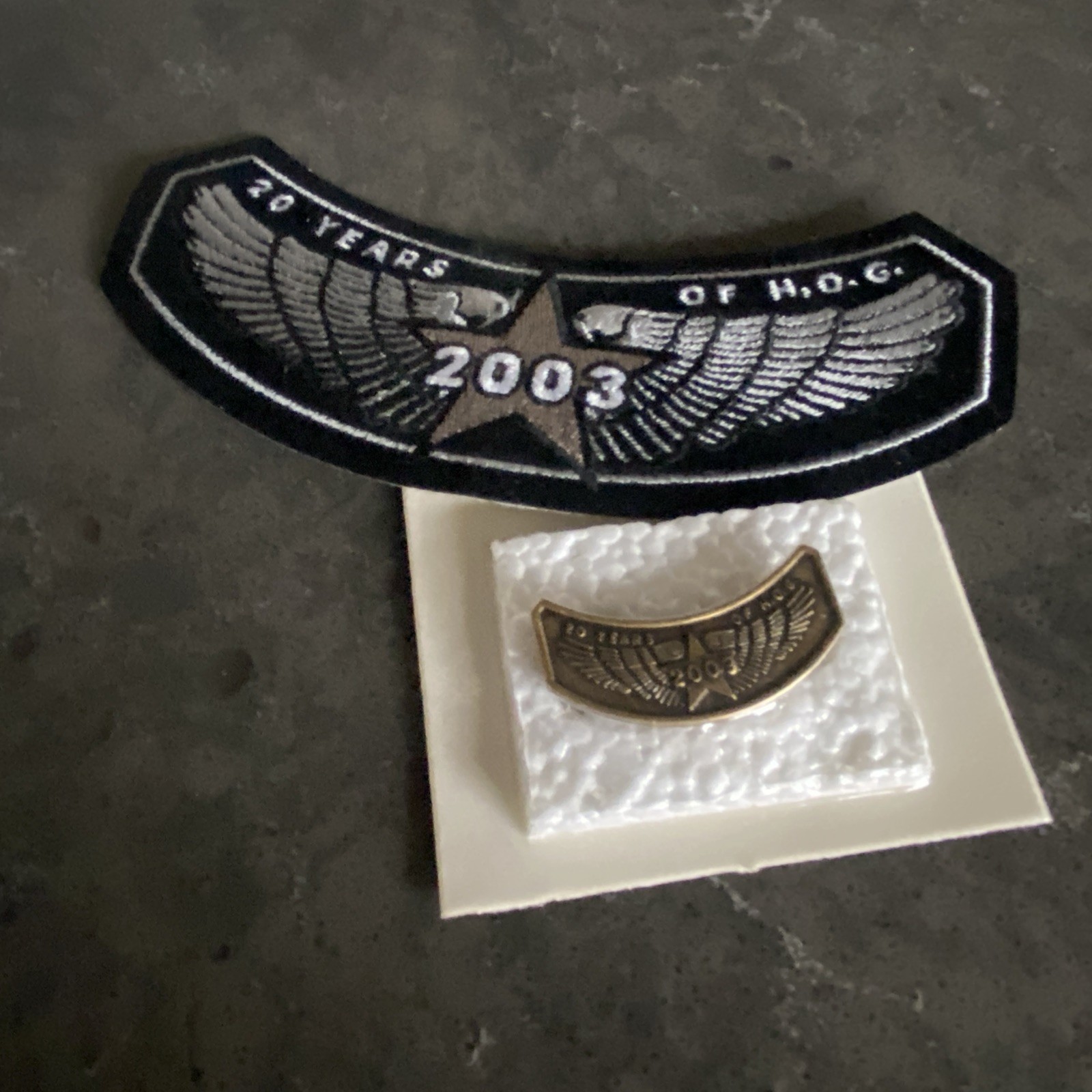 2003 HOG Member Rocker Patch + Brass Pin Harley Davidson Owners Group Motorcycle
