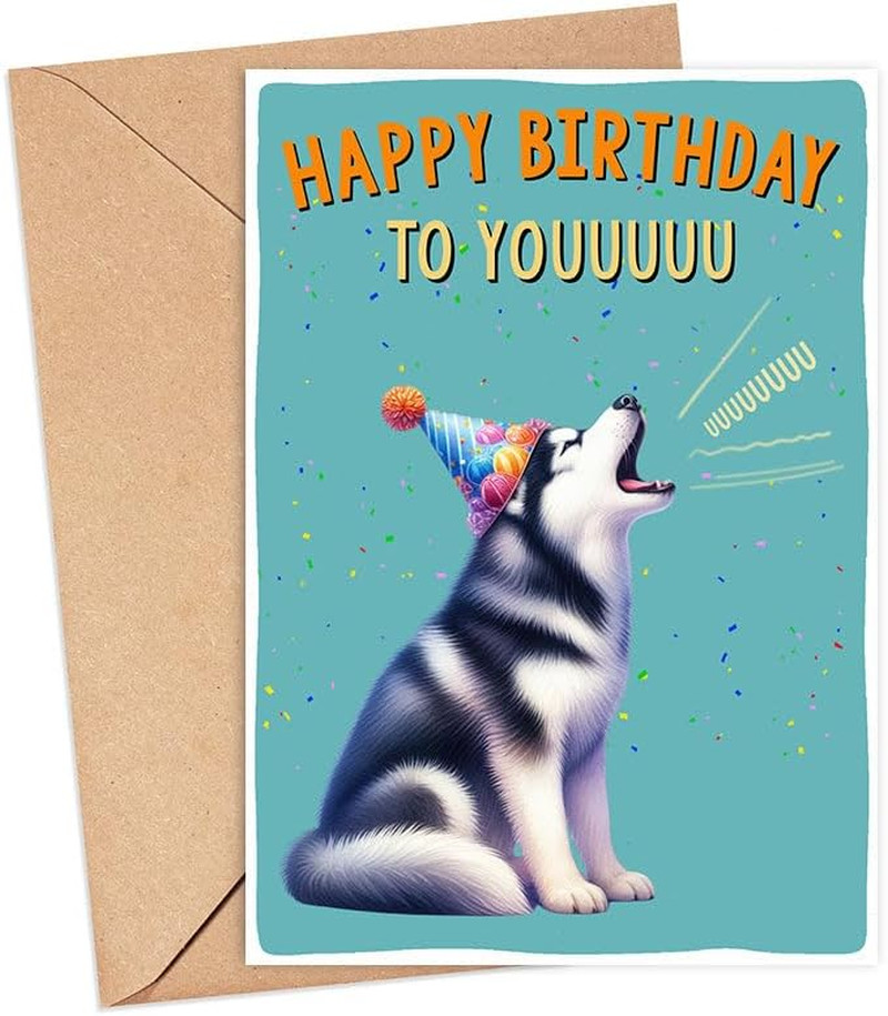 Siberian Husky Birthday Card - Funny Dog Owner Gift - Perfect for Dog Moms & Dad