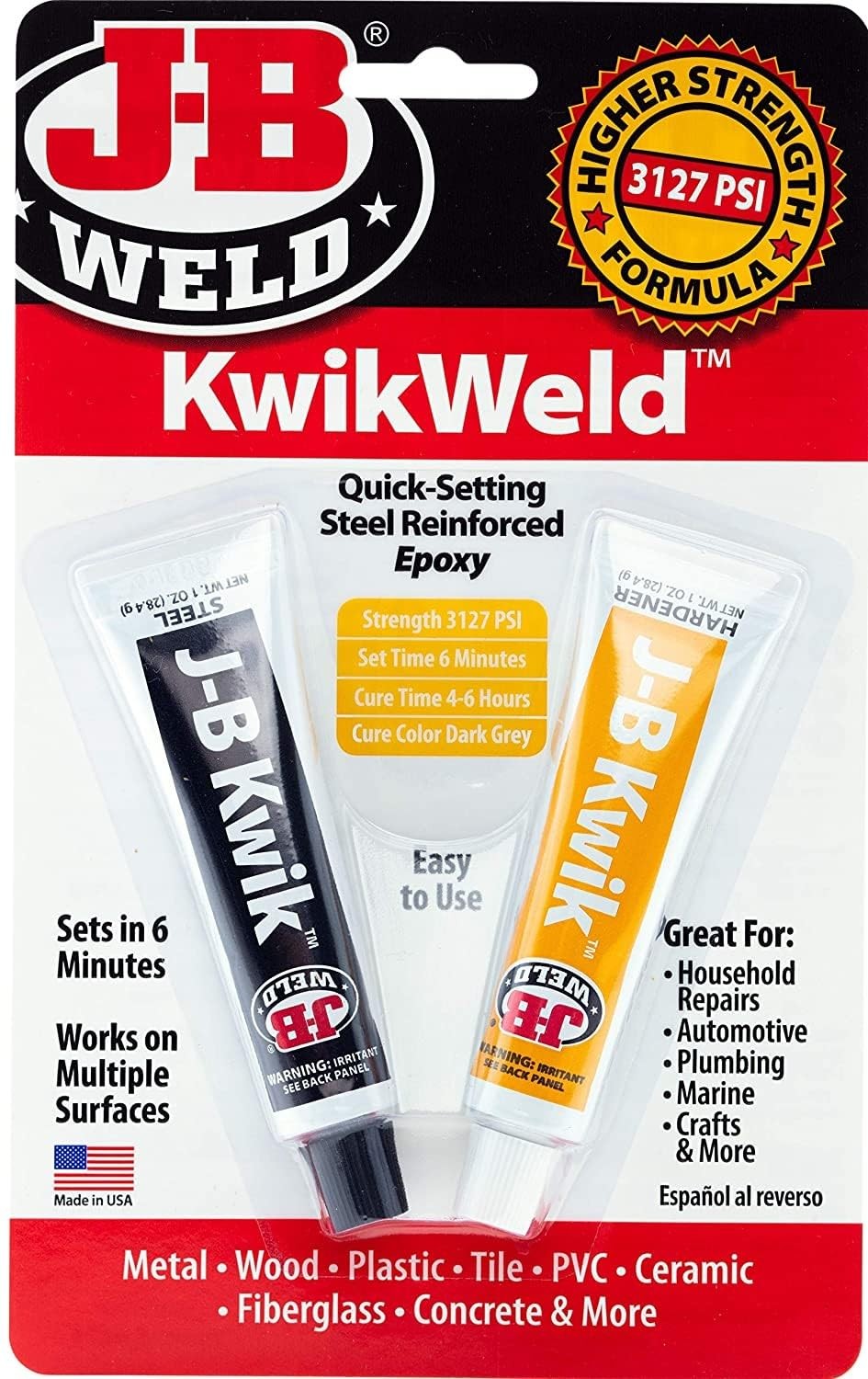 J-B Weld KwikWeld Epoxy 2oz Quick Set Steel Reinforced