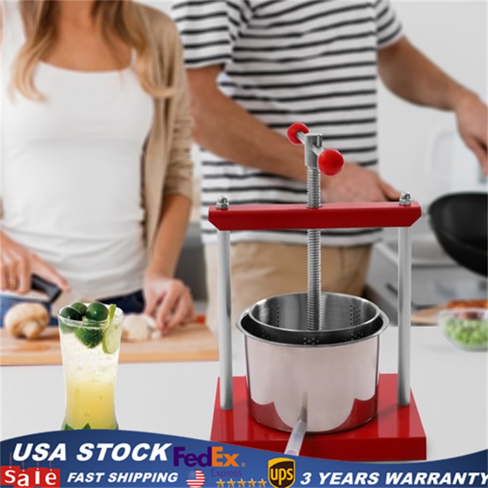 Fruit and Wine Manual Press 6L Cider Press Stainless Steel with Filter Bag New